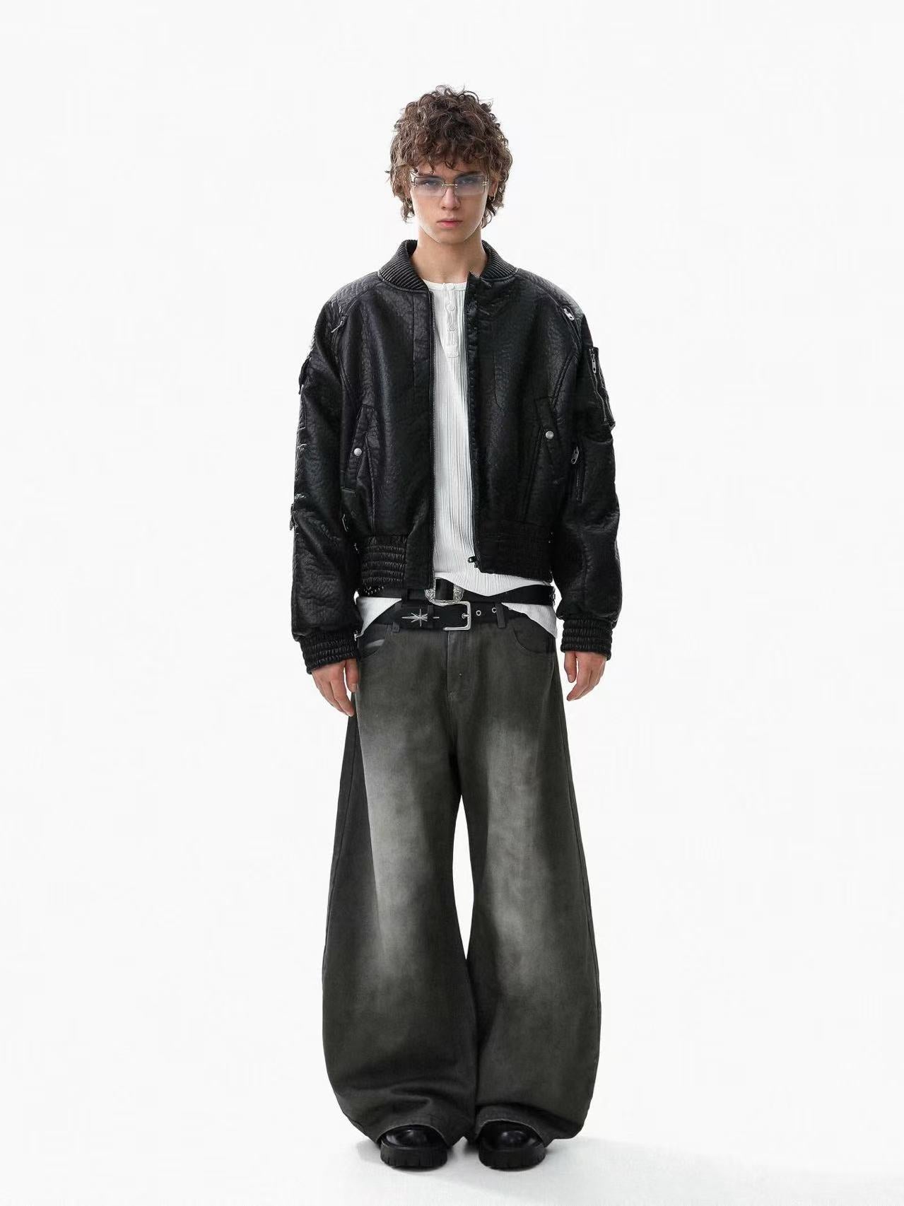 Street-Style PU Leather Jacket