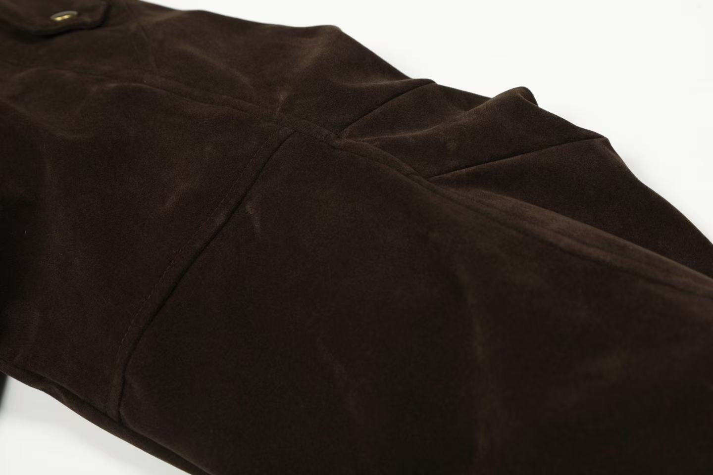 Vintage Street-Style Suede Stand-Collar Jacket