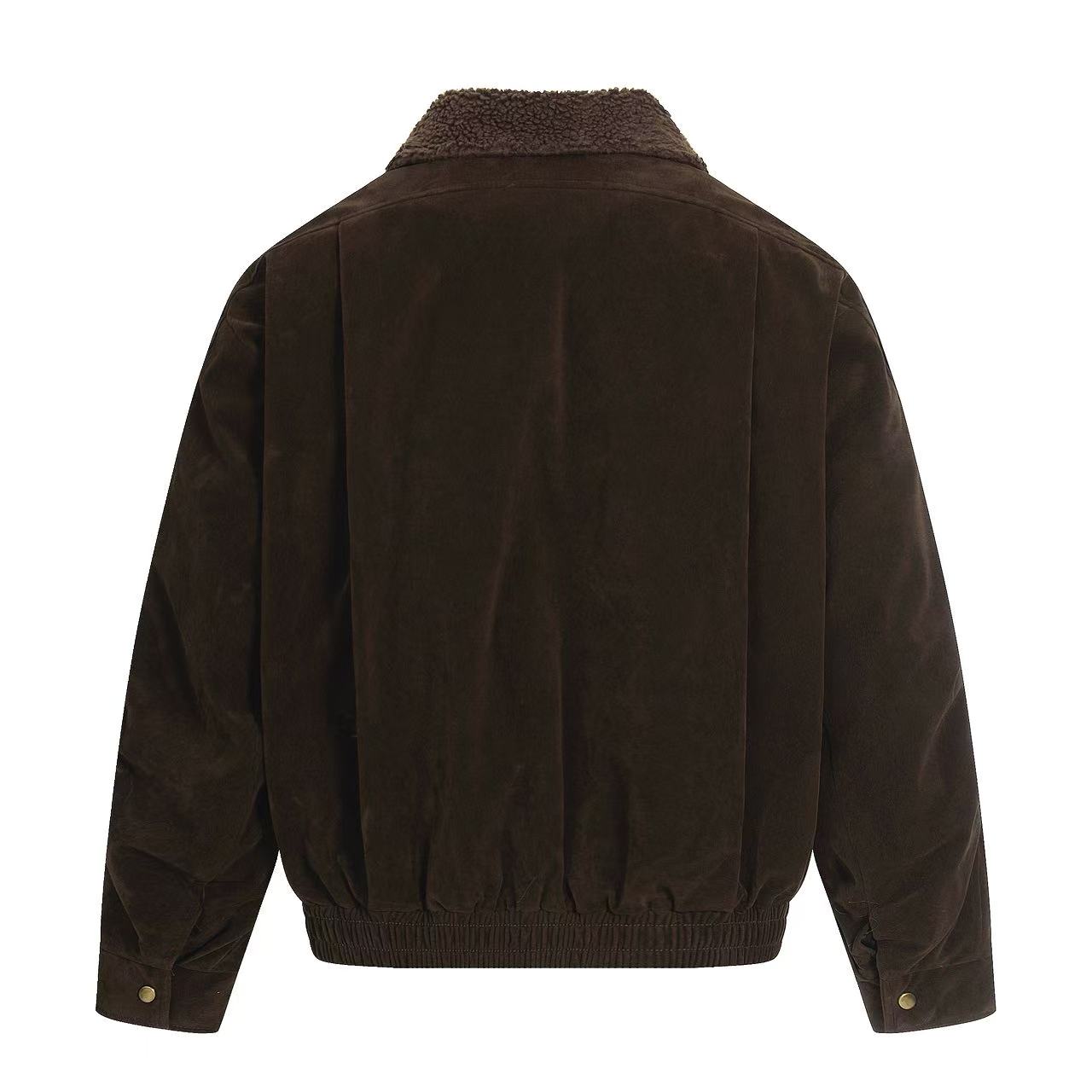 Vintage Street-Style Suede Stand-Collar Jacket
