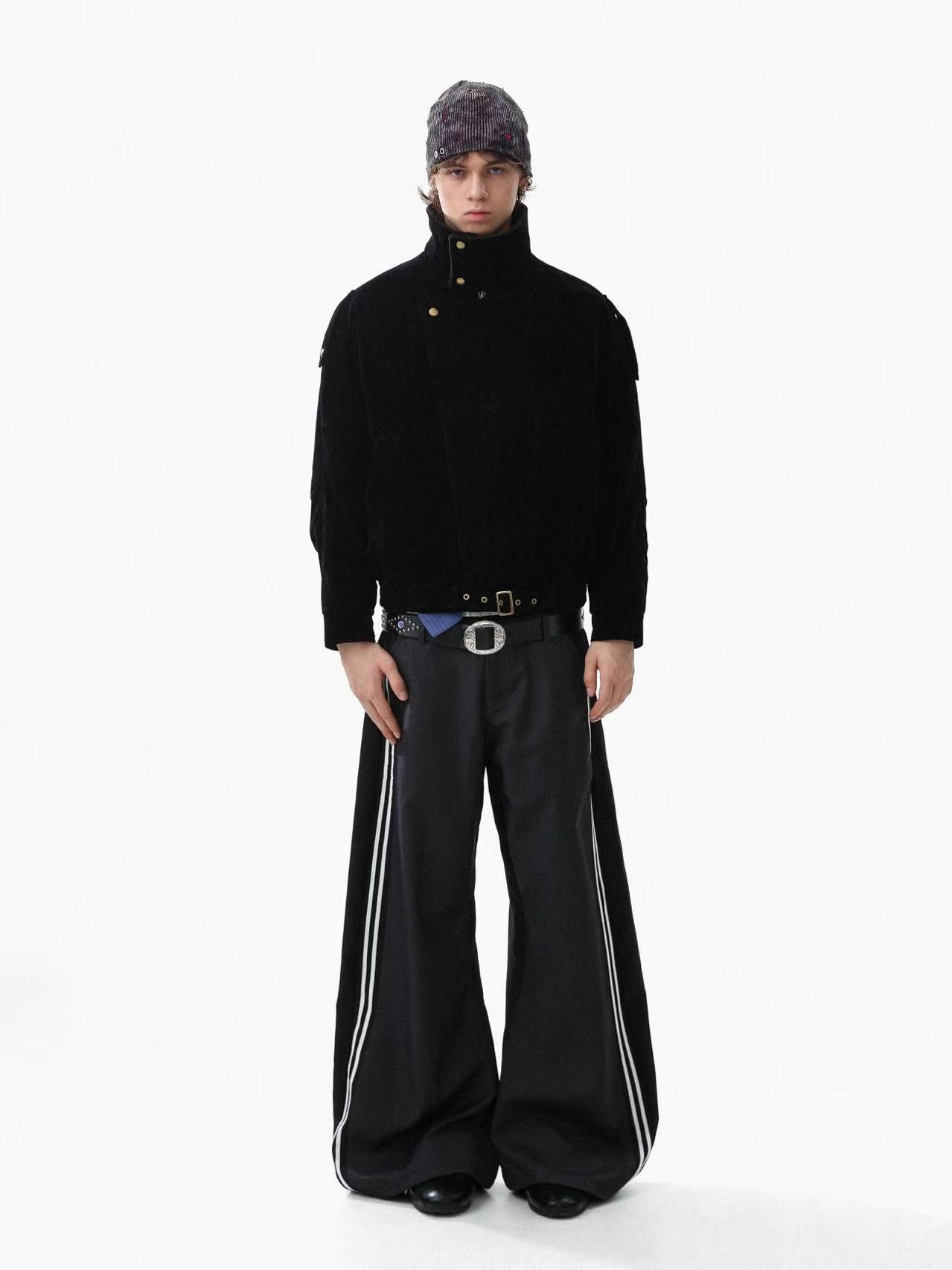 Vintage Street-Style Suede Stand-Collar Jacket