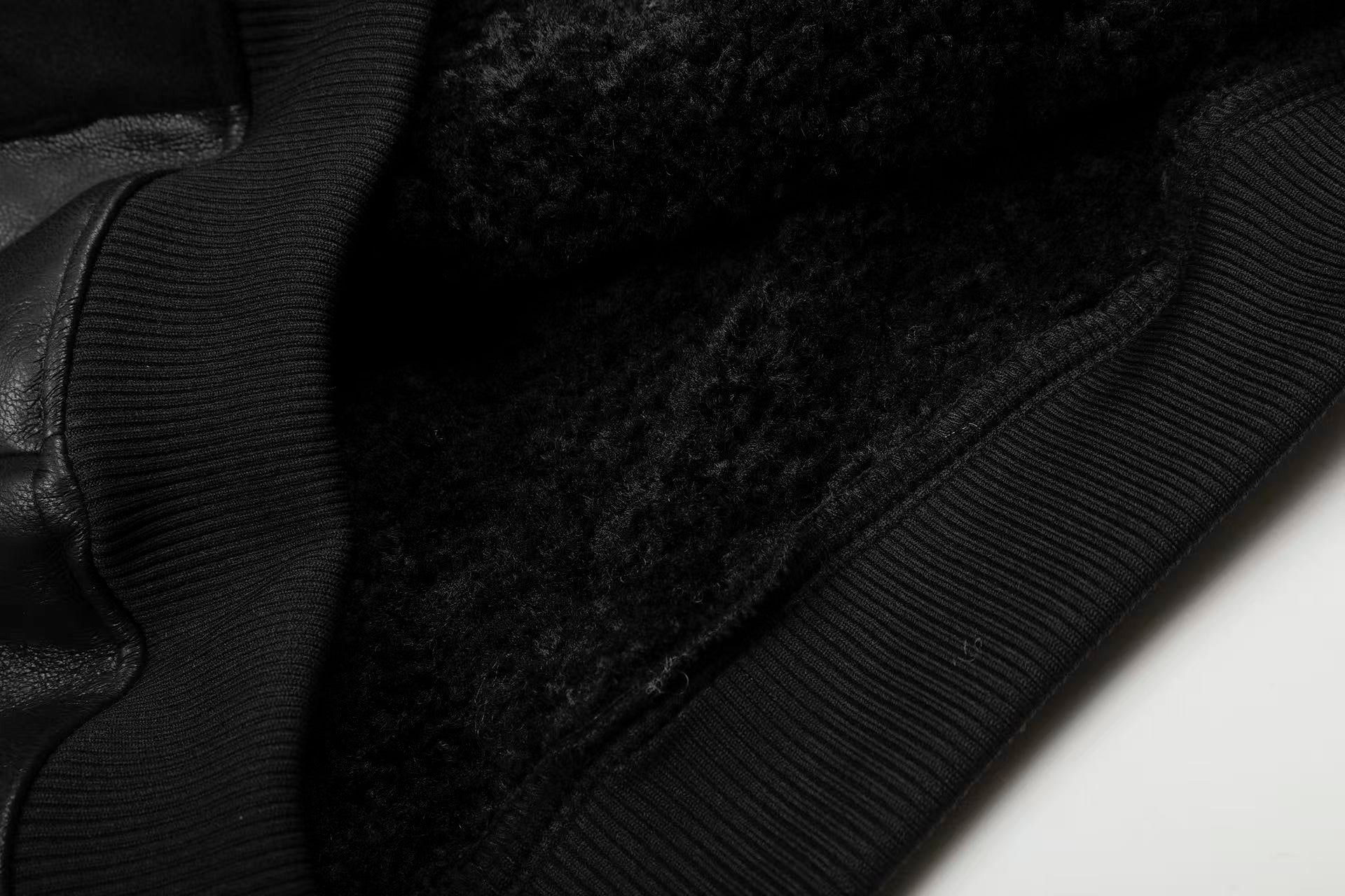 Vintage Street-Style PU Leather Faux-Fur Collar Jacket