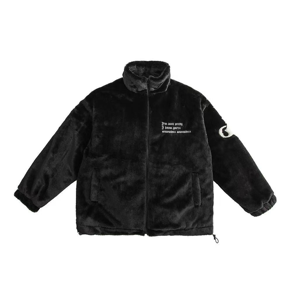 Embroidered Fleece-Lined Padded Jacket