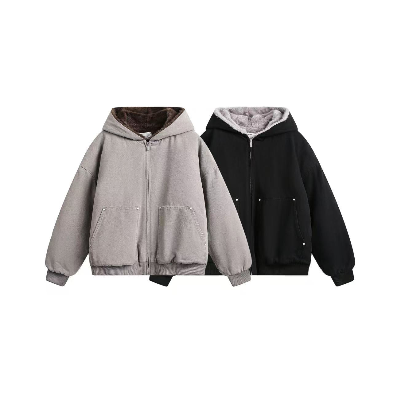 Clean-Fit Faux-Fur Hooded Jacket