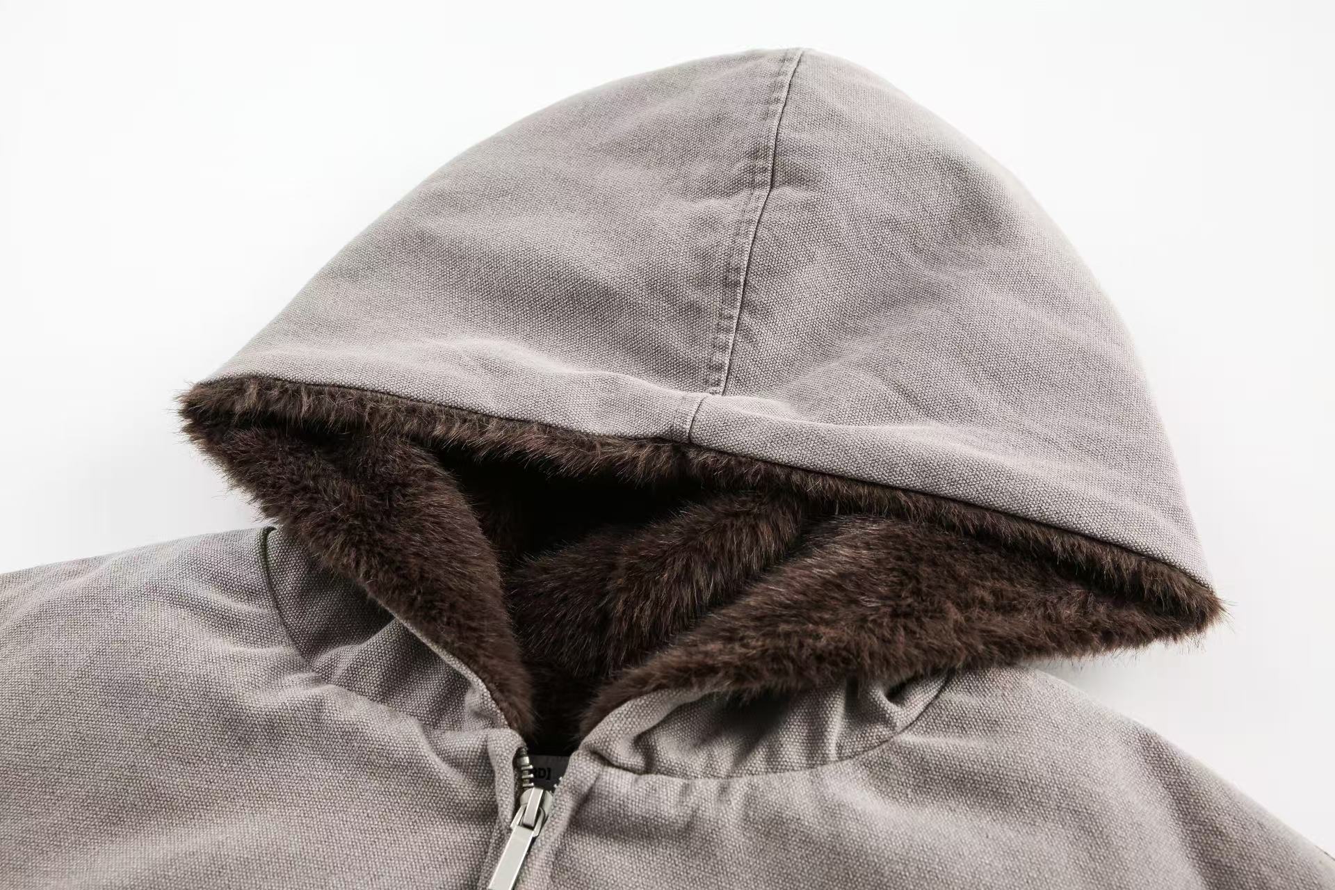 Clean-Fit Faux-Fur Hooded Jacket