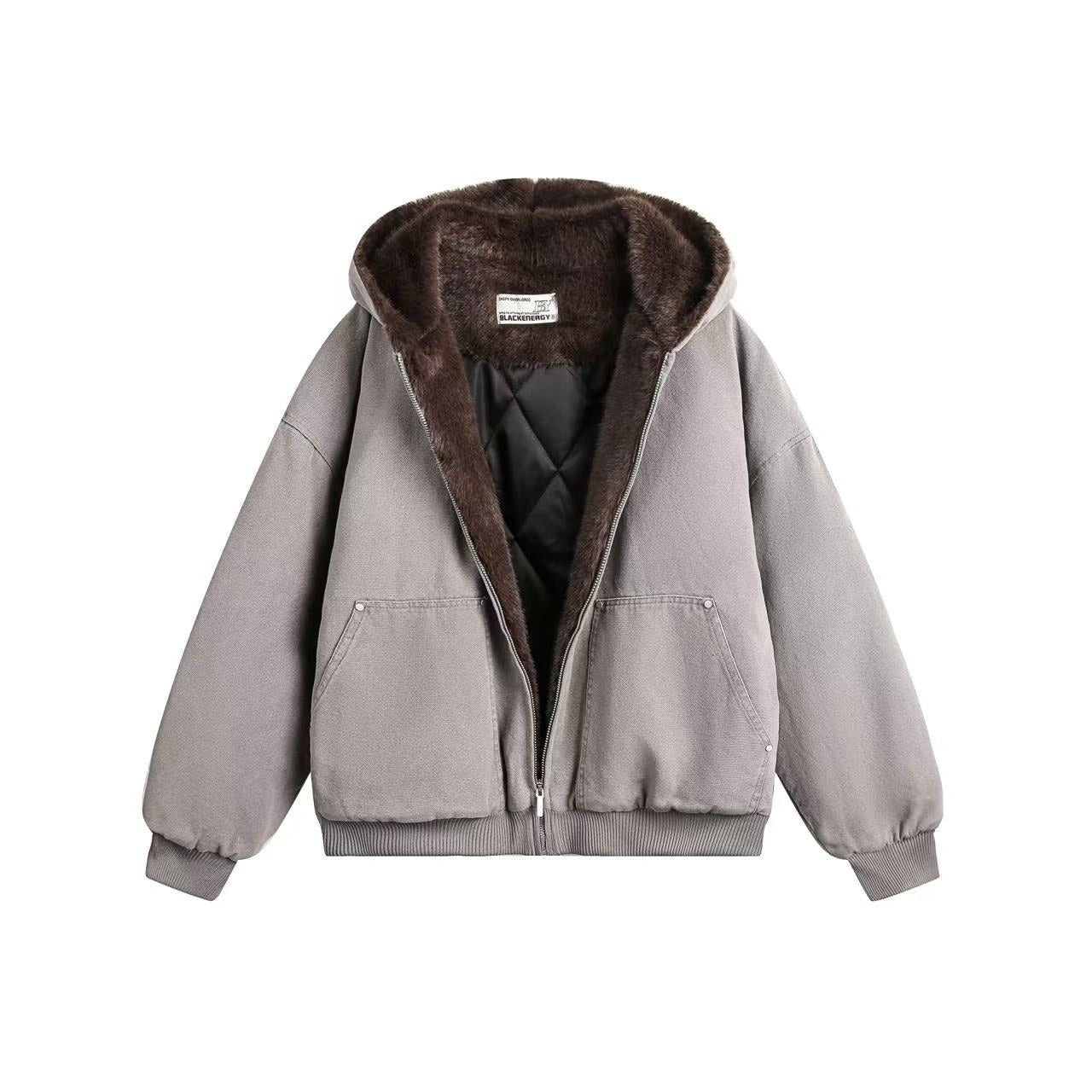 Clean-Fit Faux-Fur Hooded Jacket