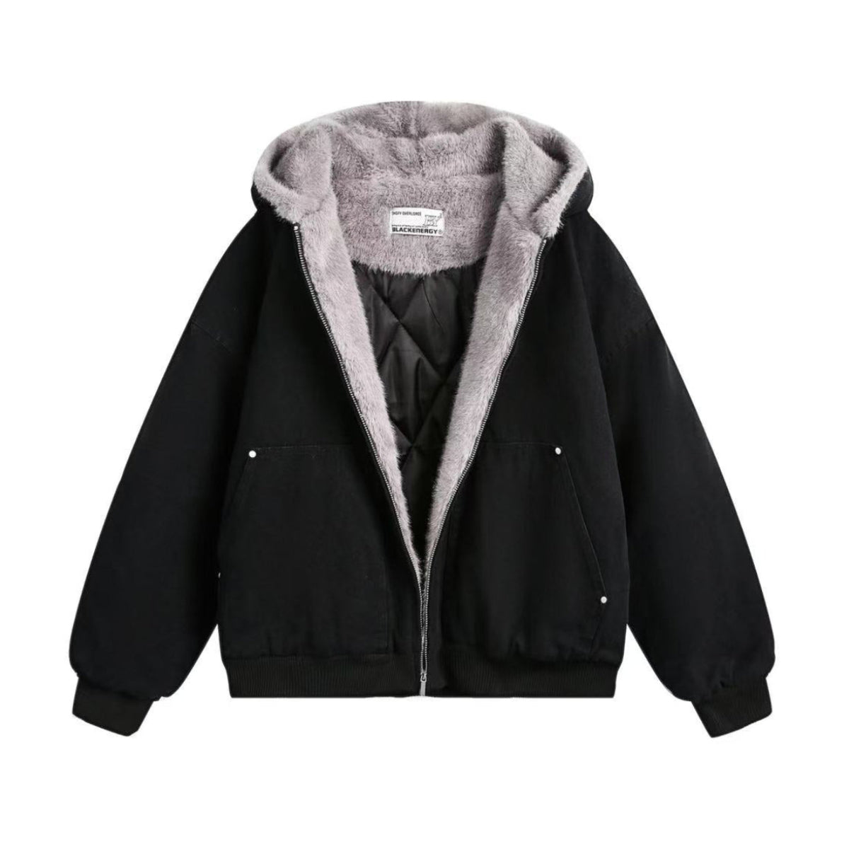Clean-Fit Faux-Fur Hooded Jacket