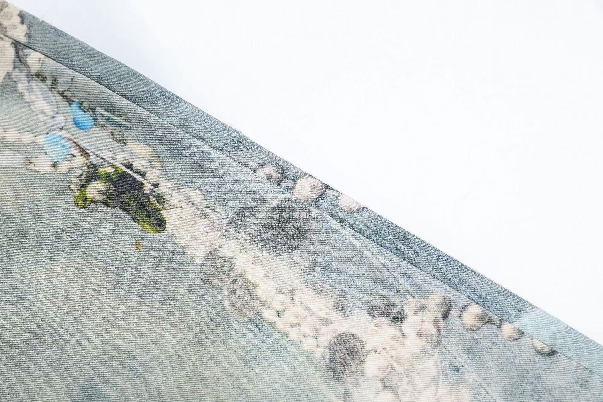 Street-Style 3D-Print Graffiti Wide-Leg Jeans