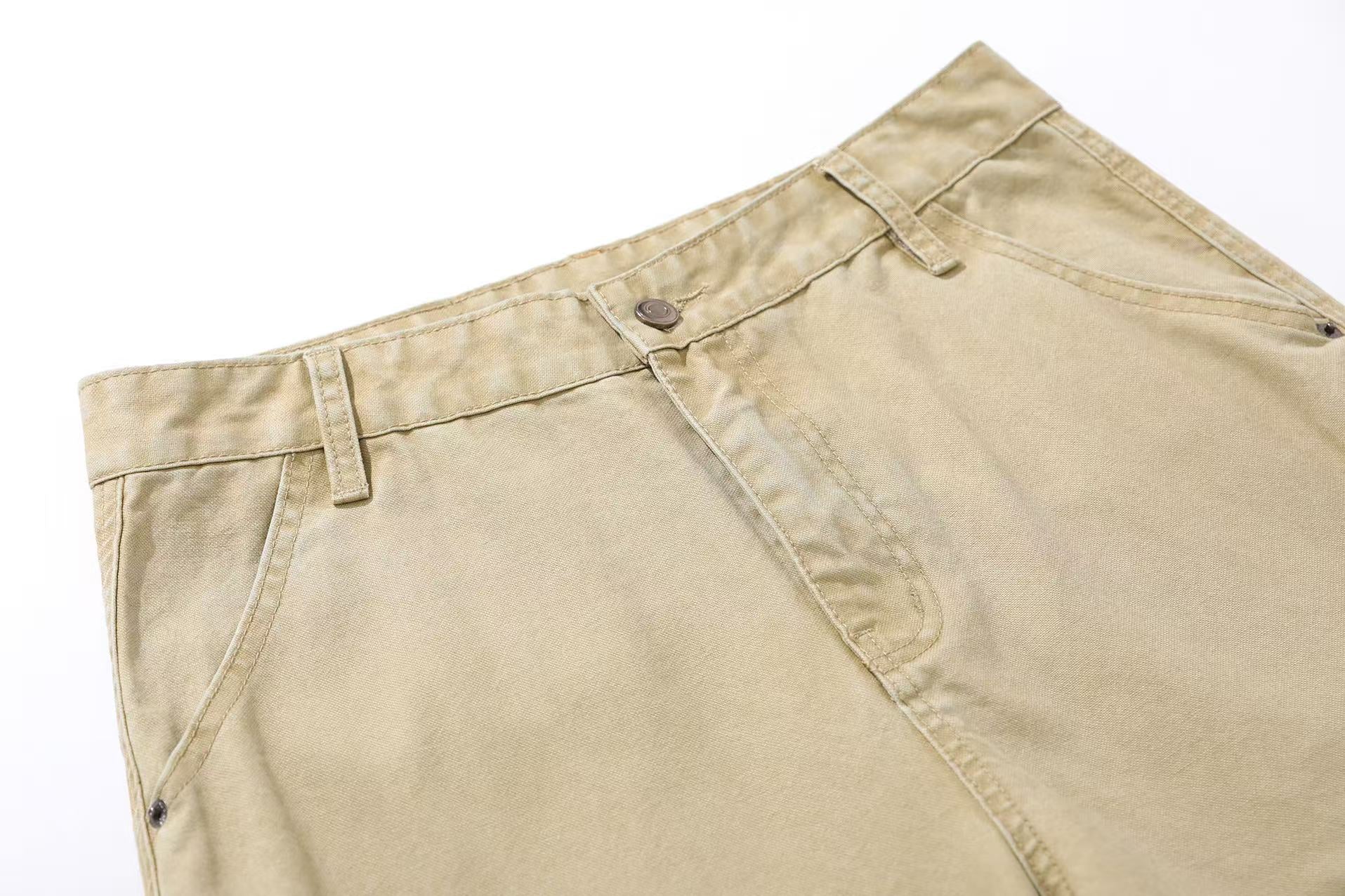 Multi-Pocket Distressed Wide-Leg Cargo Pants