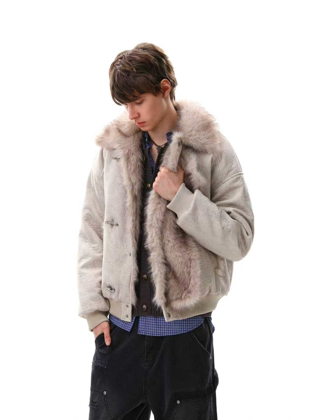 Old-Money Clean-Fit Faux-Fur Collar Jacket