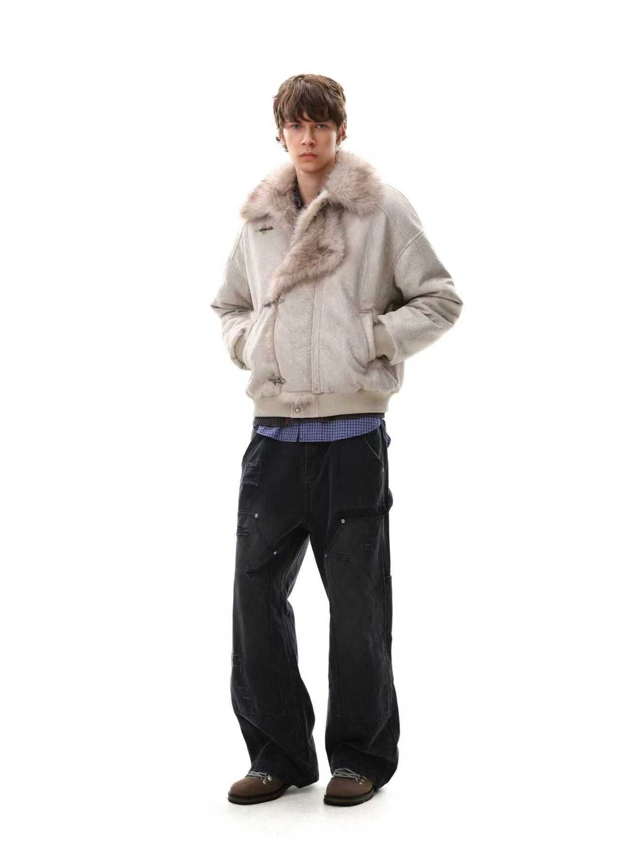 Old-Money Clean-Fit Faux-Fur Collar Jacket