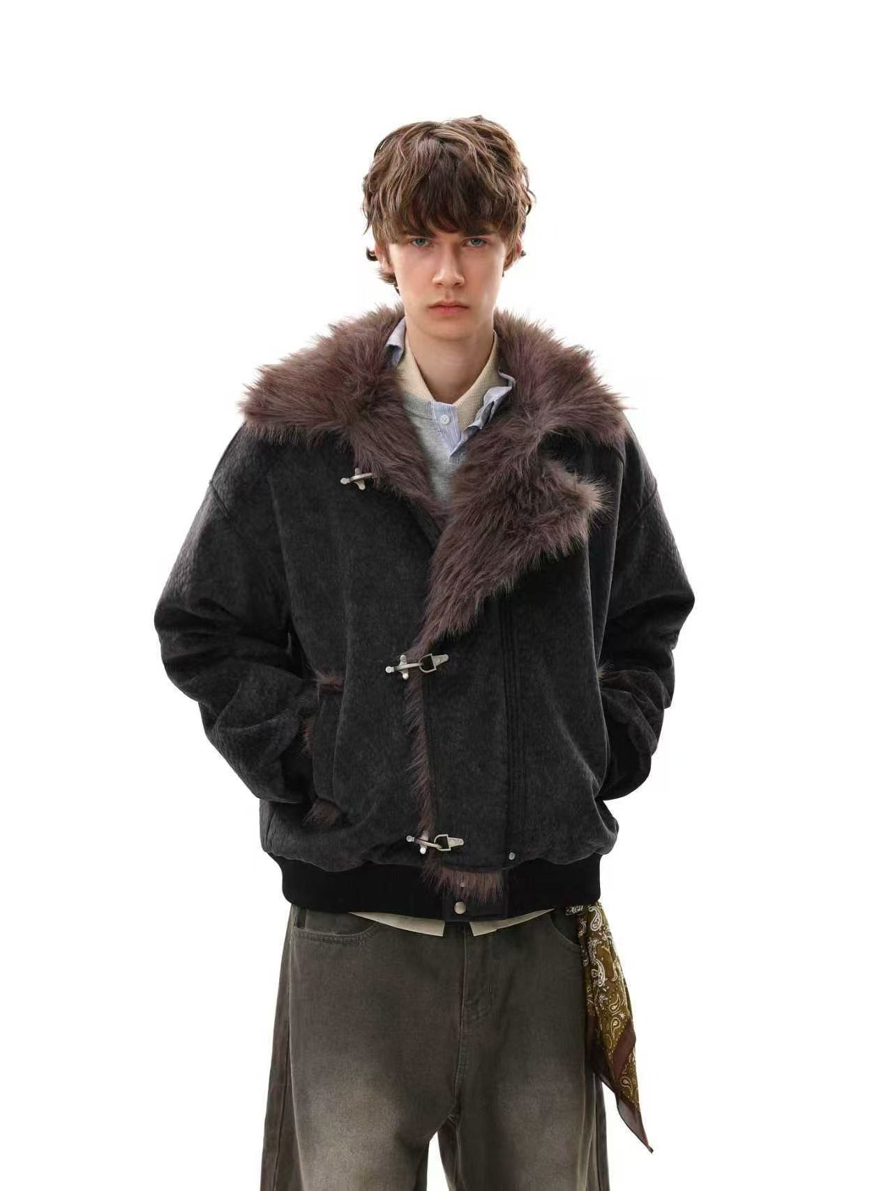 Old-Money Clean-Fit Faux-Fur Collar Jacket