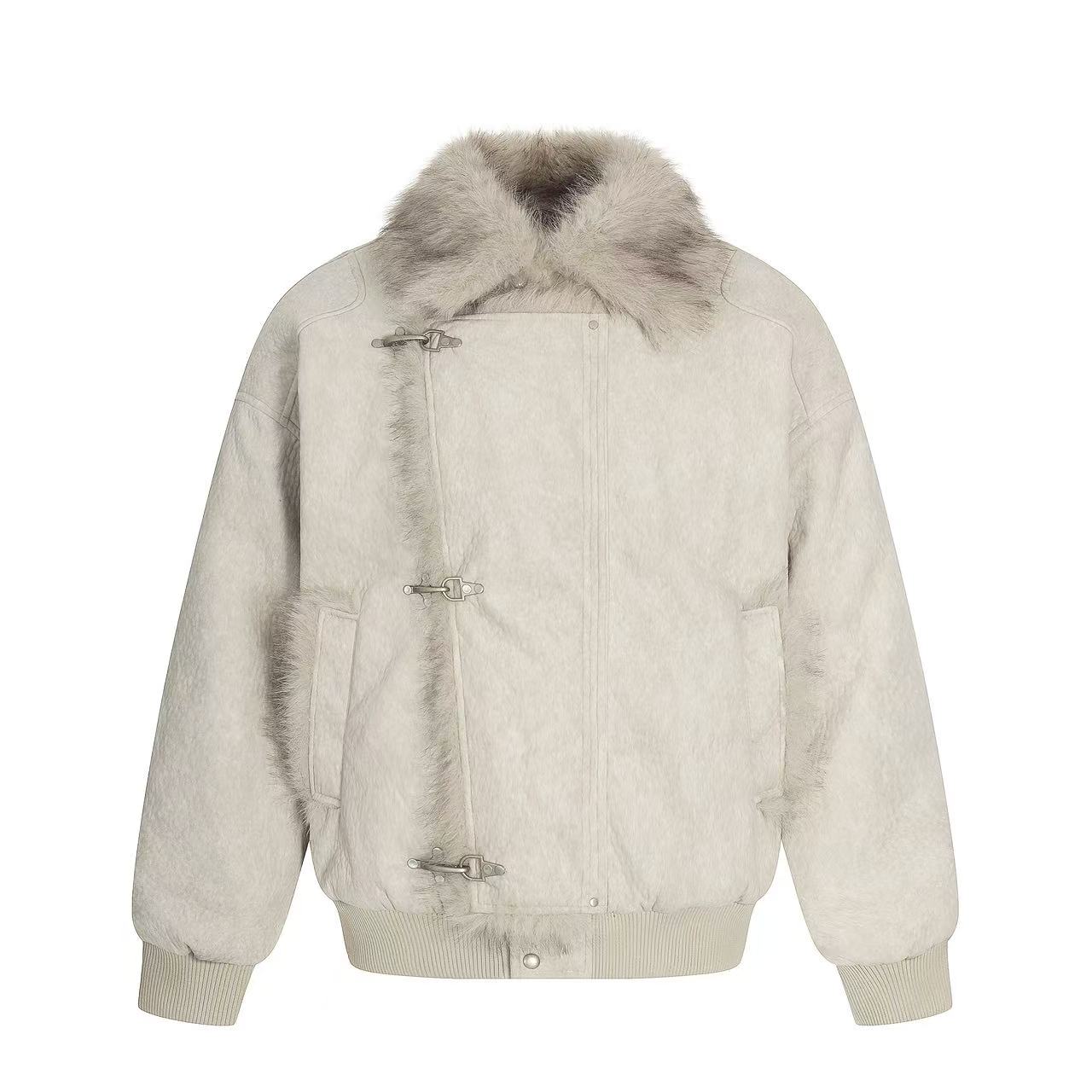 Old-Money Clean-Fit Faux-Fur Collar Jacket