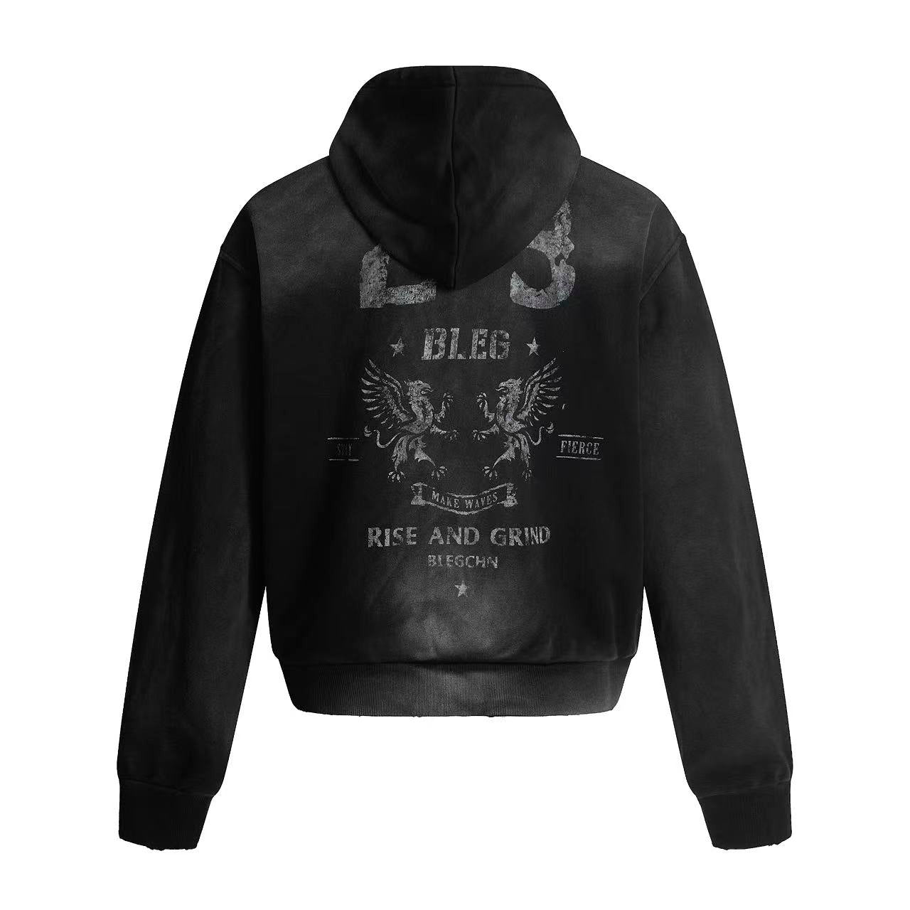 Wasteland Style Dirty Washed Zip-Up Hoodie