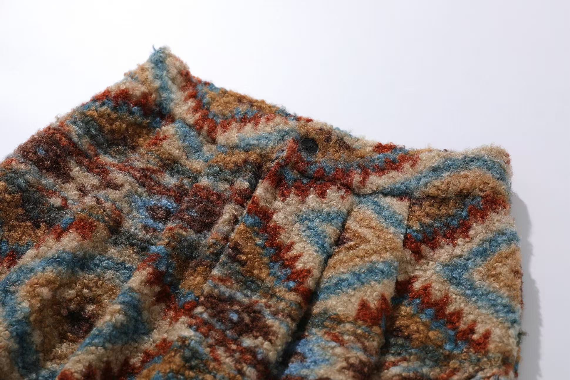 Ethnic-style Fleece-Lined Wide-Leg Pants