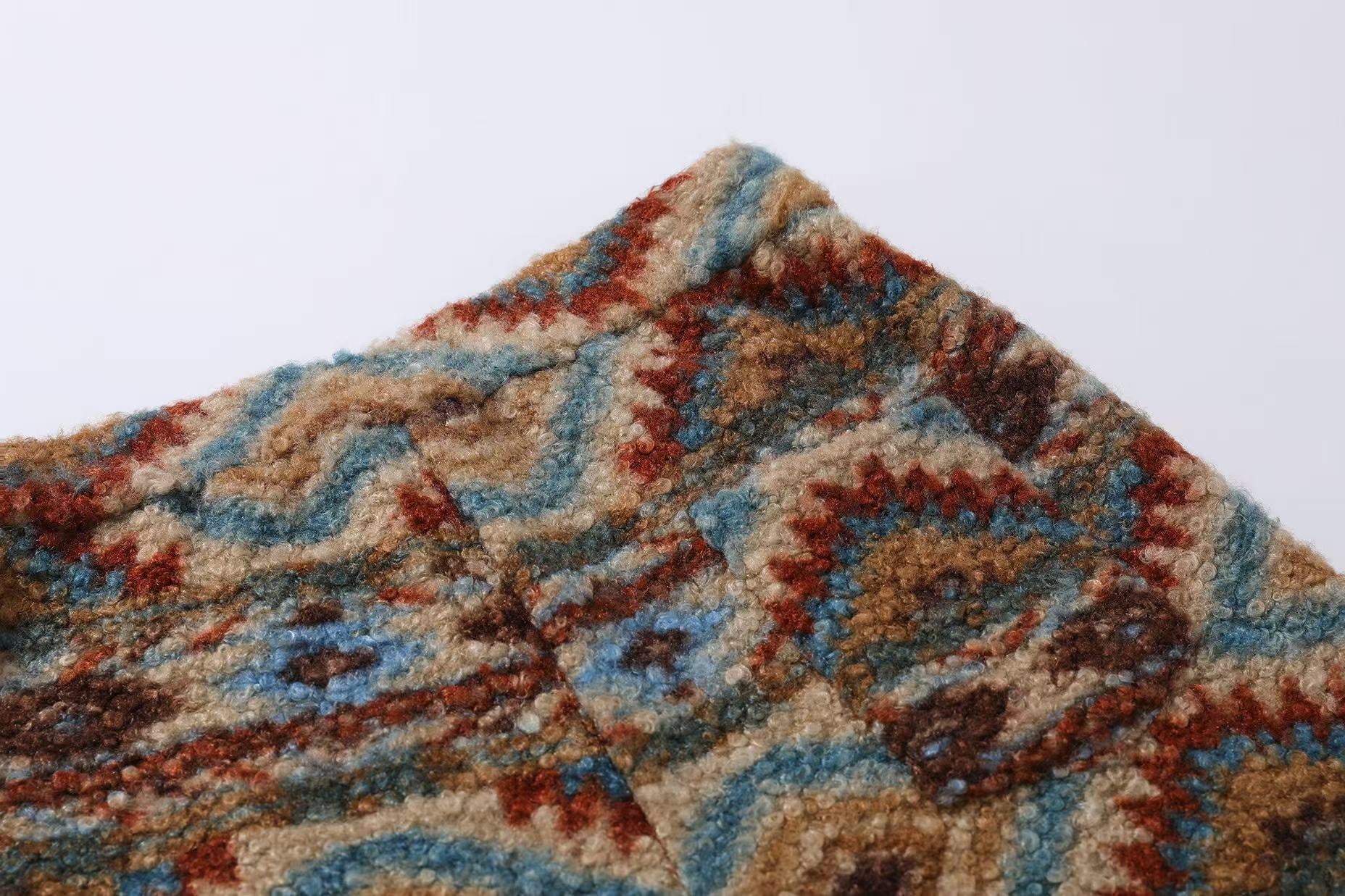 Ethnic-style Fleece-Lined Wide-Leg Pants