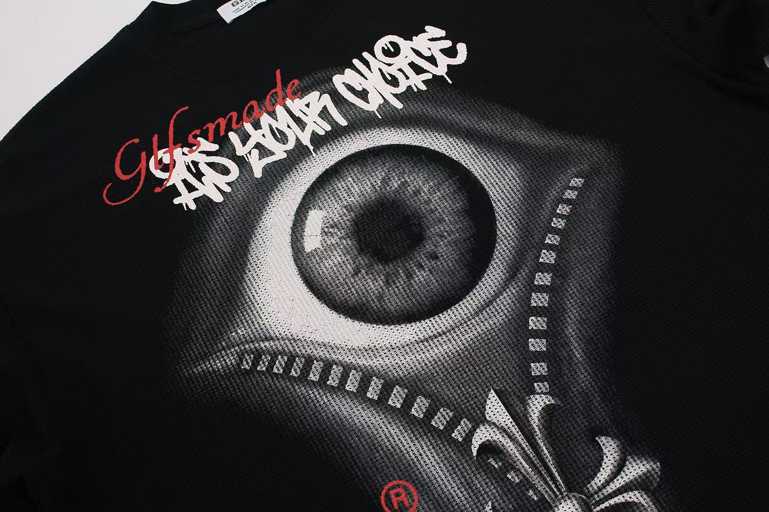 Dark Eye 3D Print Waffle Knit Long Sleeve