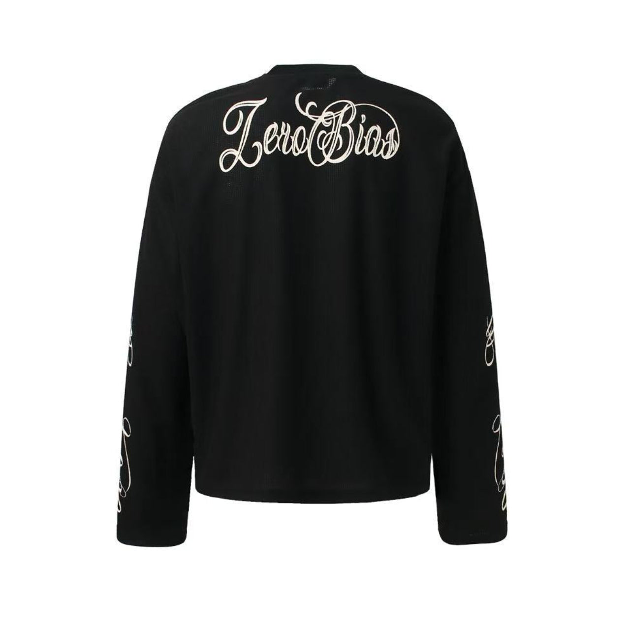Streetwear Typography Waffle Knit Long Sleeve