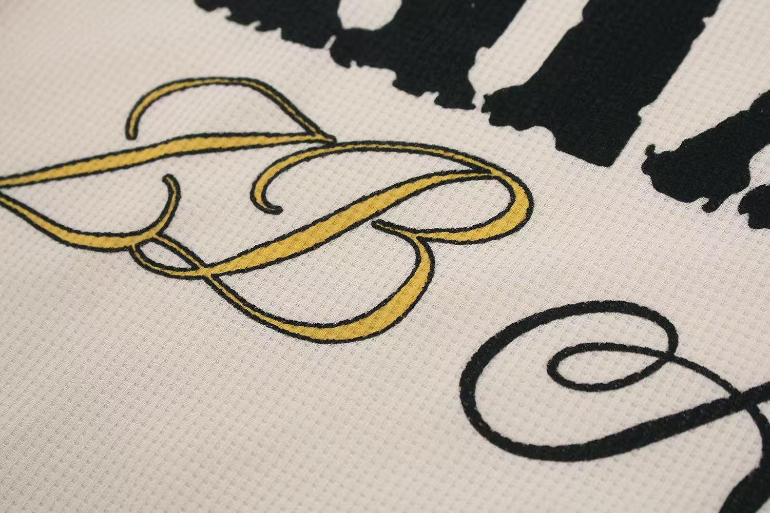 Streetwear Typography Waffle Knit Long Sleeve