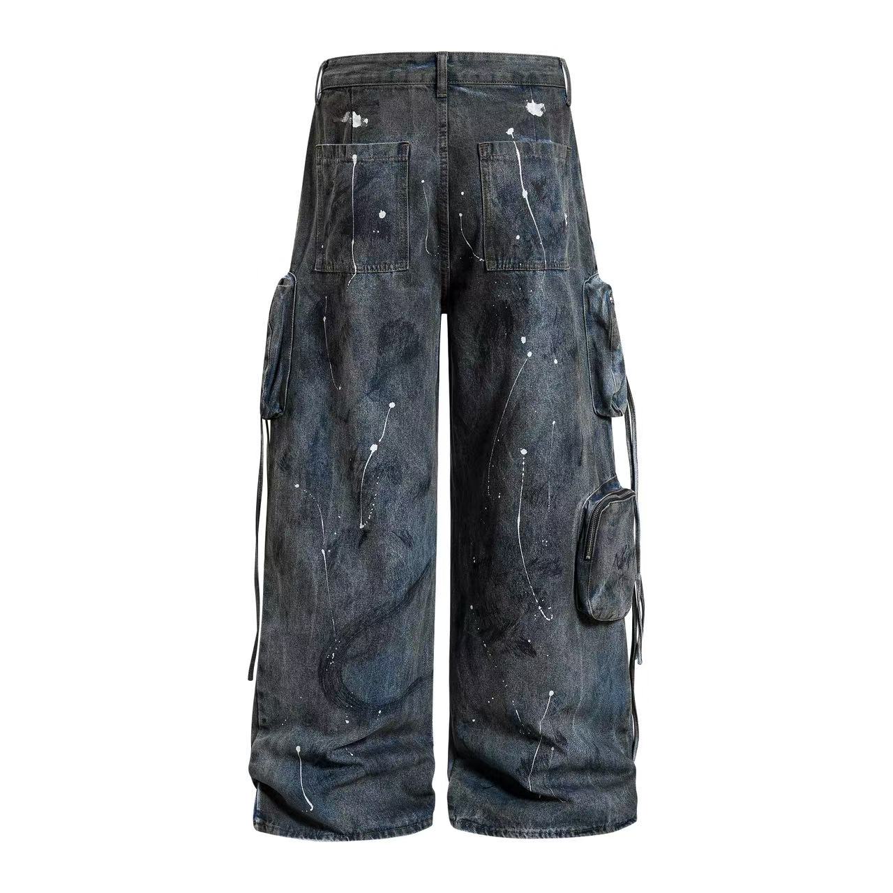 Distressed Street Style Ripped Wide-Leg Jeans