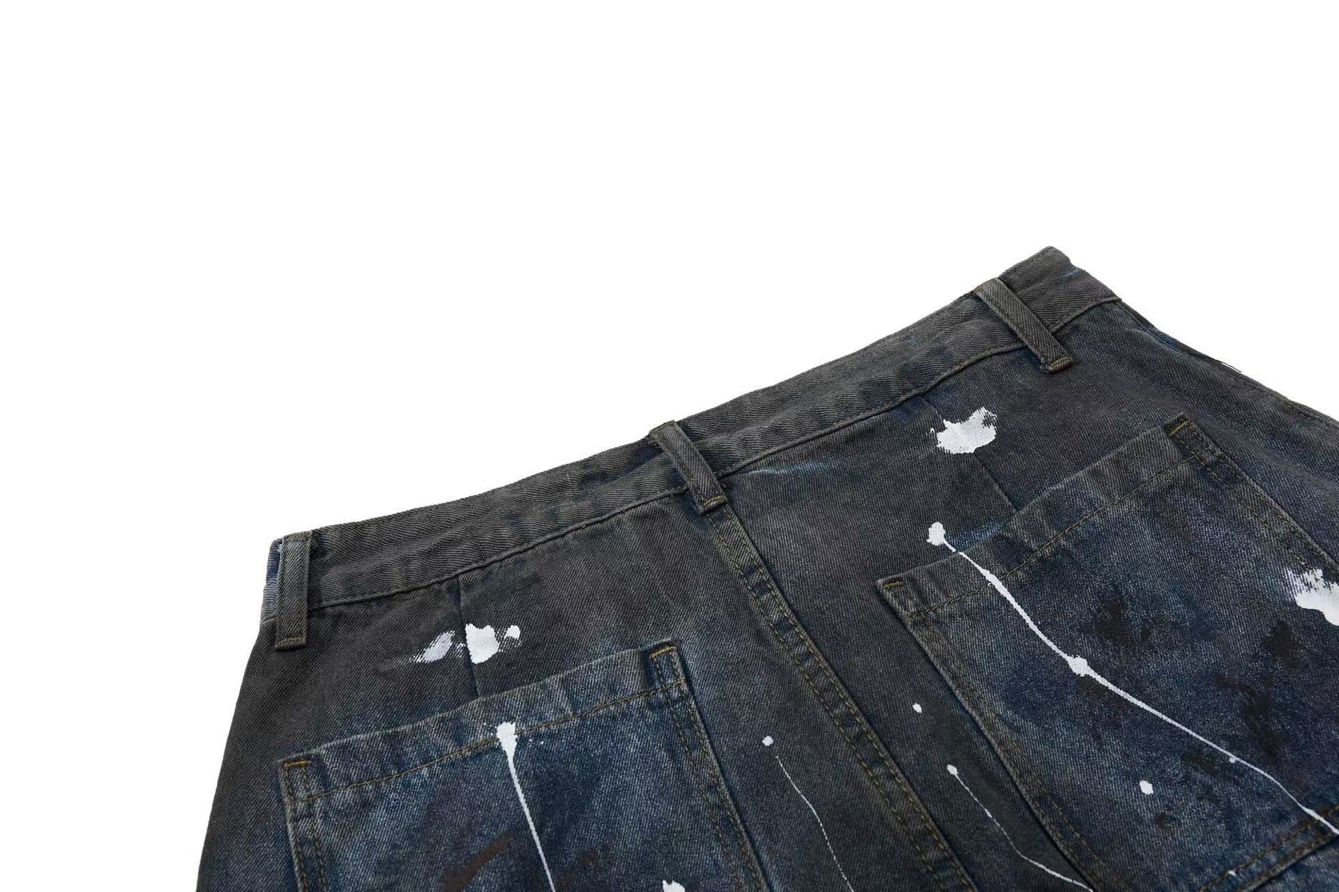 Distressed Street Style Ripped Wide-Leg Jeans