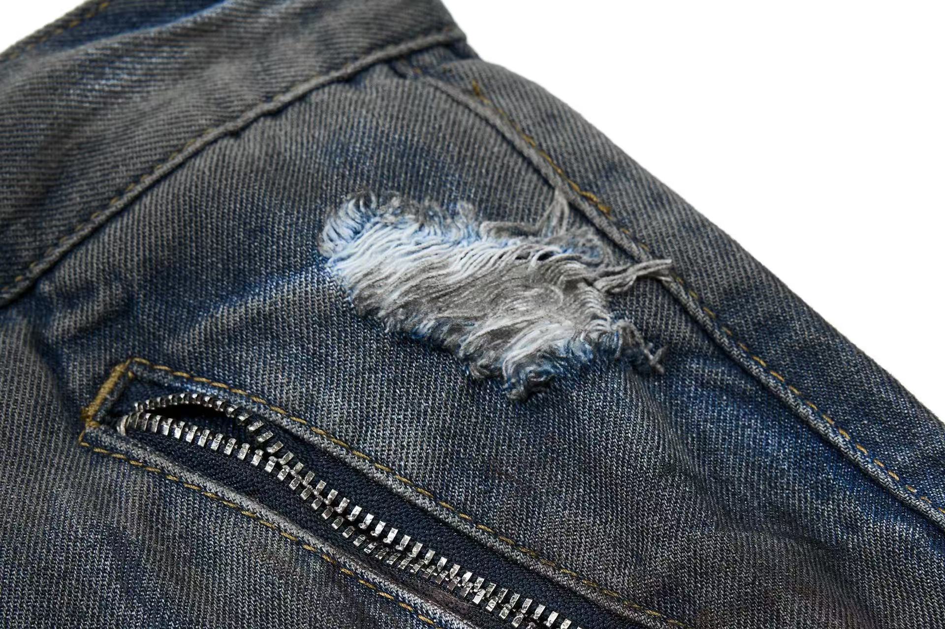 Distressed Street Style Ripped Wide-Leg Jeans