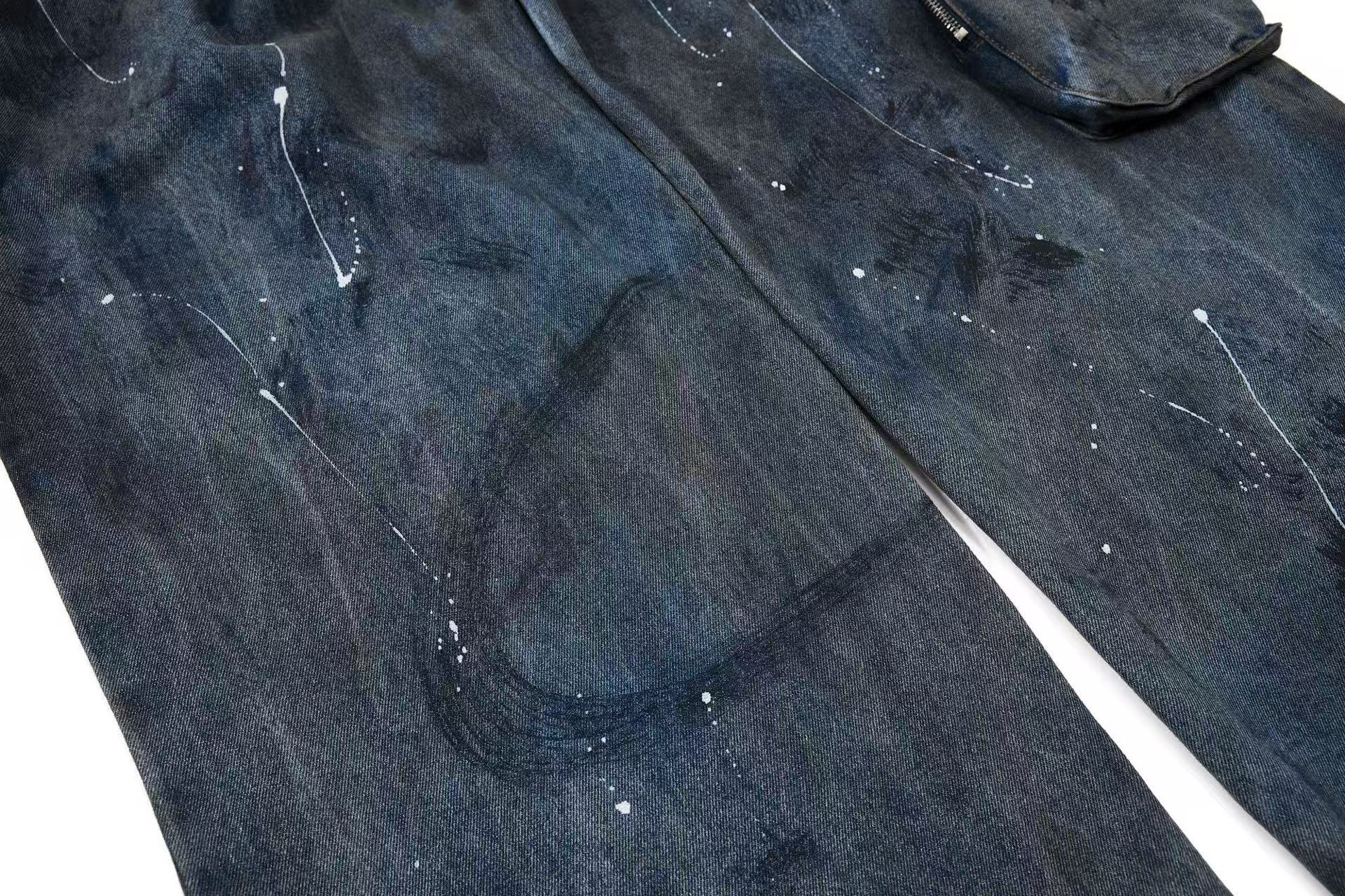 Distressed Street Style Ripped Wide-Leg Jeans