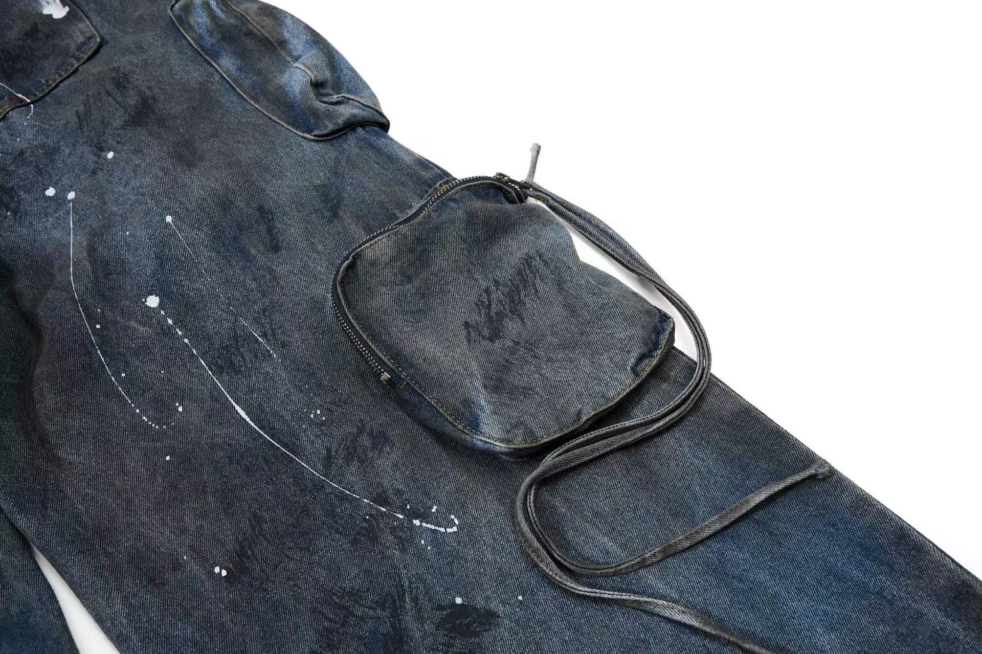 Distressed Street Style Ripped Wide-Leg Jeans