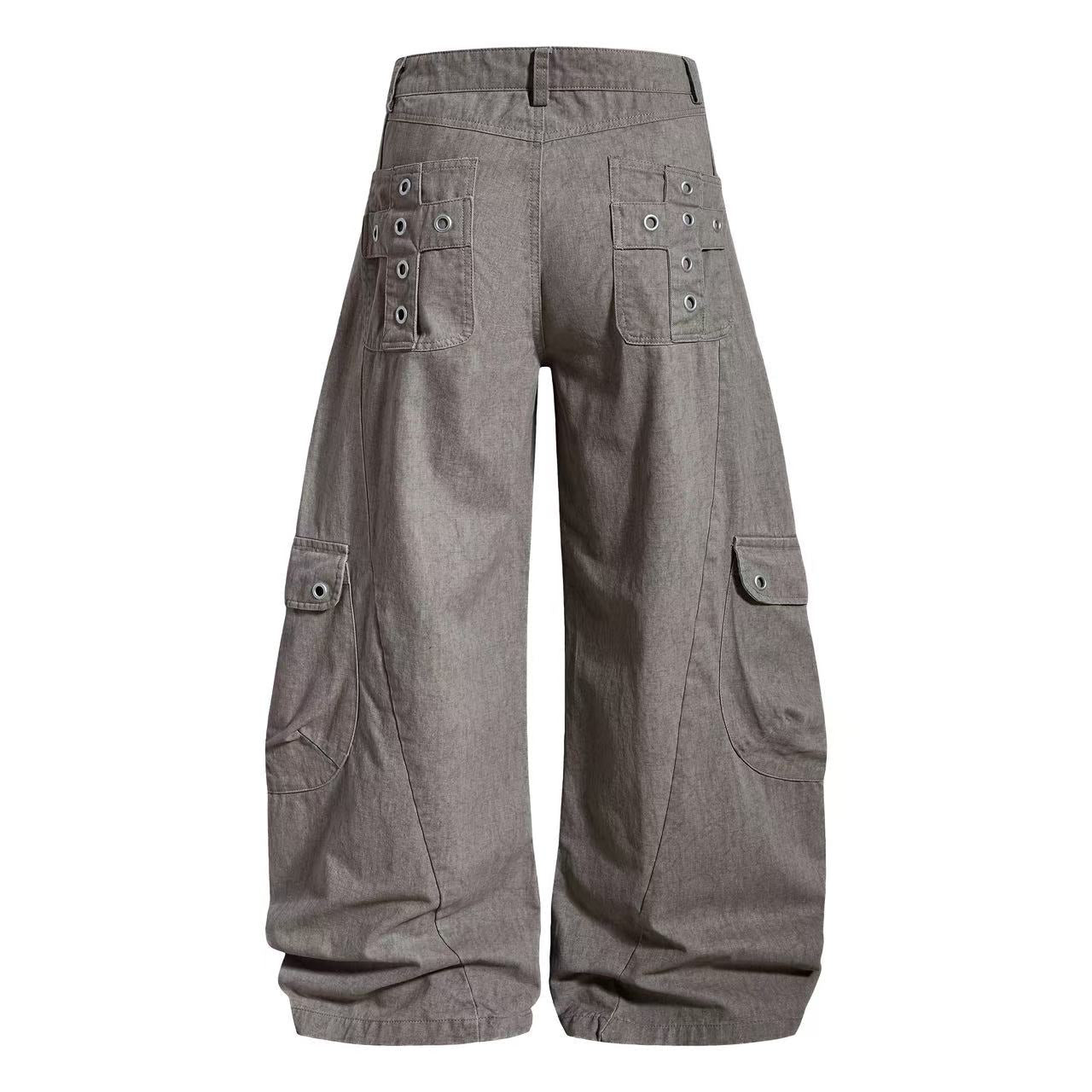 Button-Flap Wide-Leg Cargo Pants