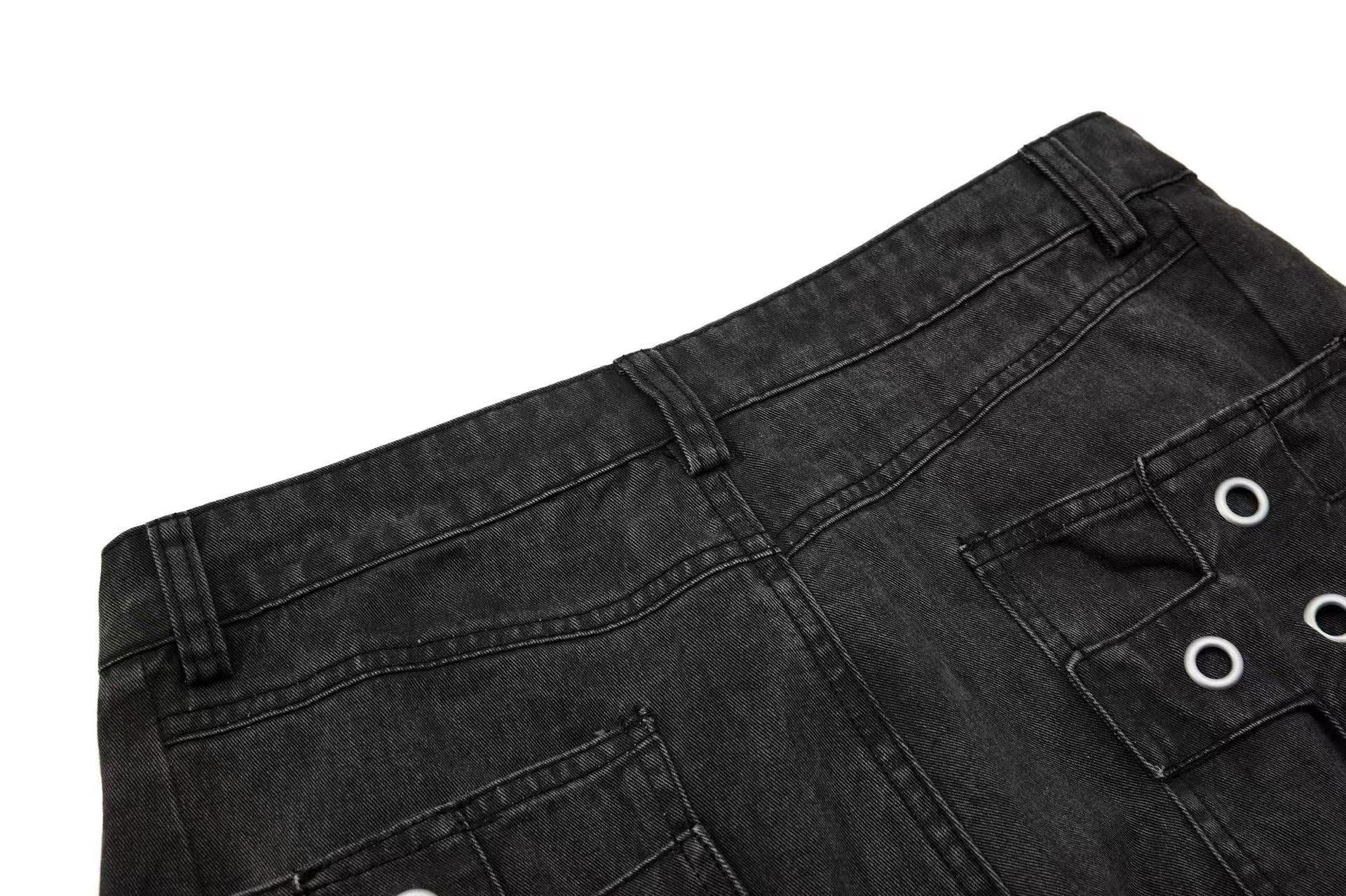 Vintage Button-Flap Wide-Leg Cargo Pants