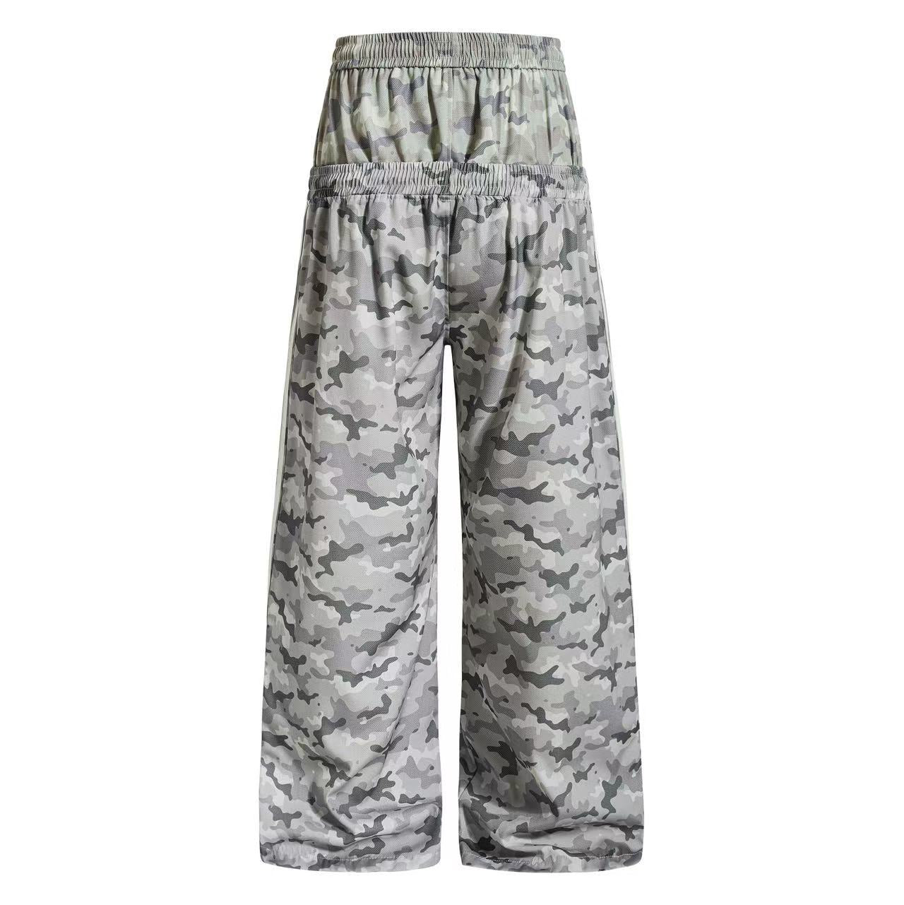Camo Fleece-LinedFaux-Two Piece Wide-Leg Sweatpants