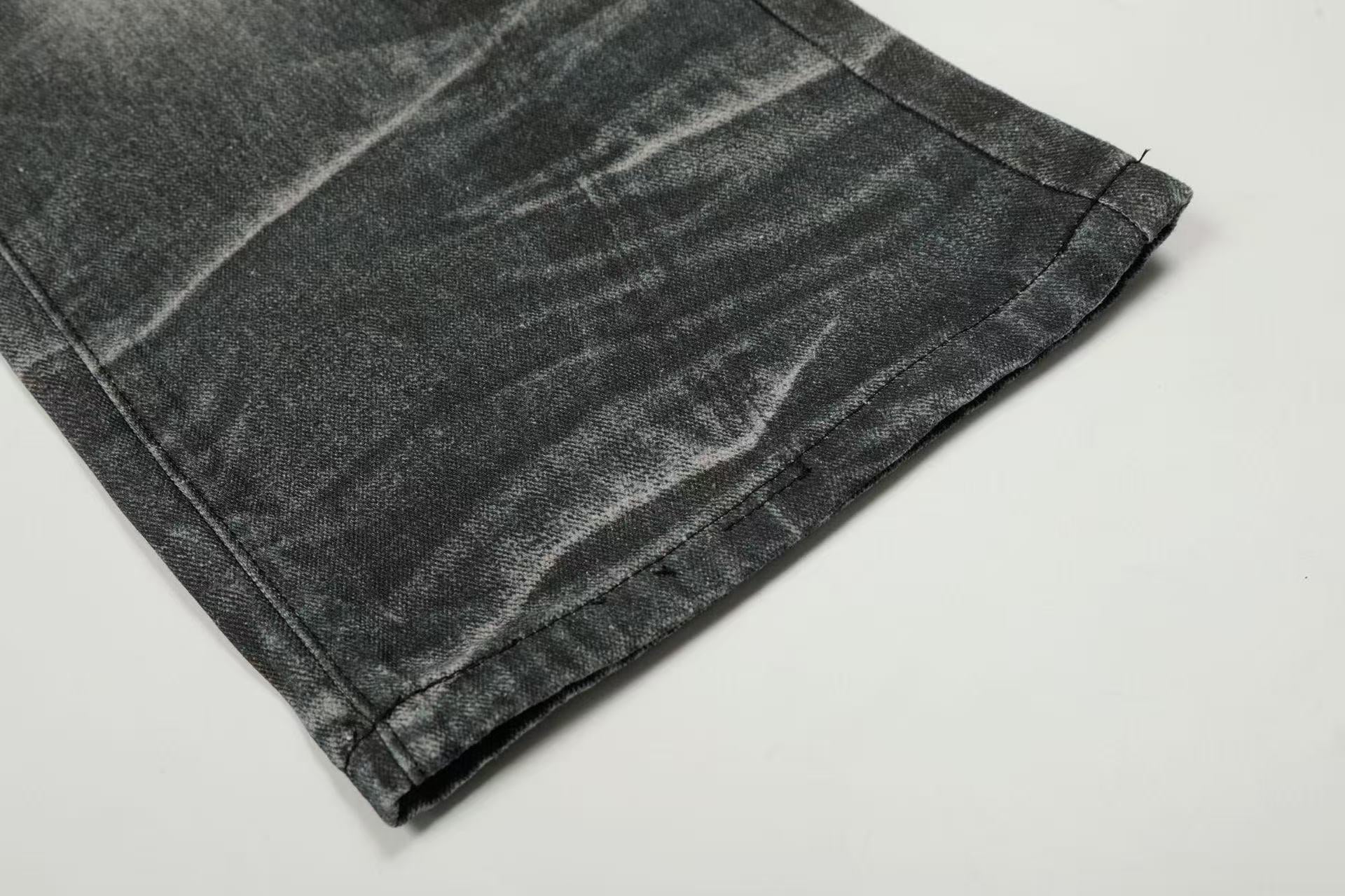 Black Leopard Streetwear Washed Jeans