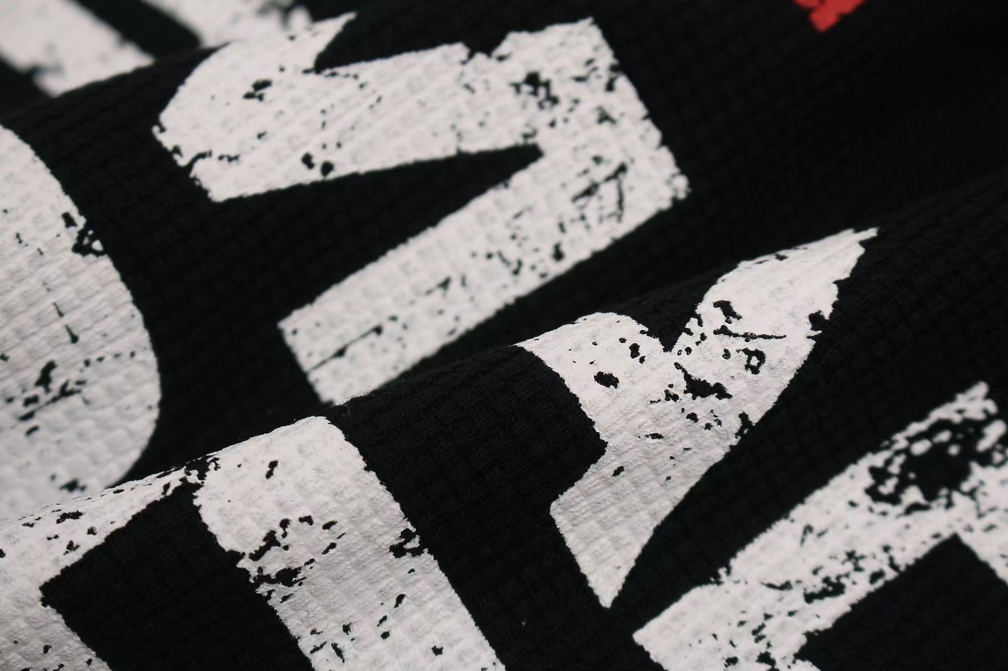 Streetwear Red Cross Print Short Sleeve