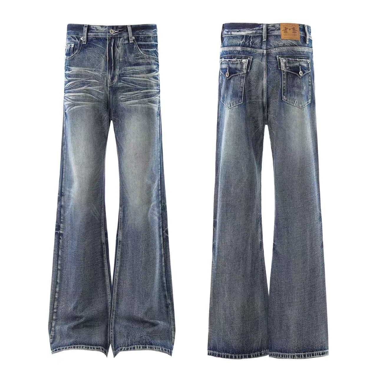 Clean Fit Washed Straight-Leg Jeans