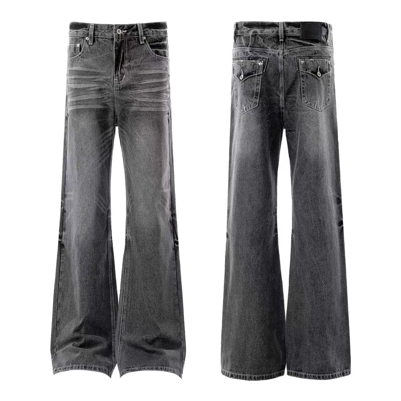 Clean Fit Washed Straight-Leg Jeans