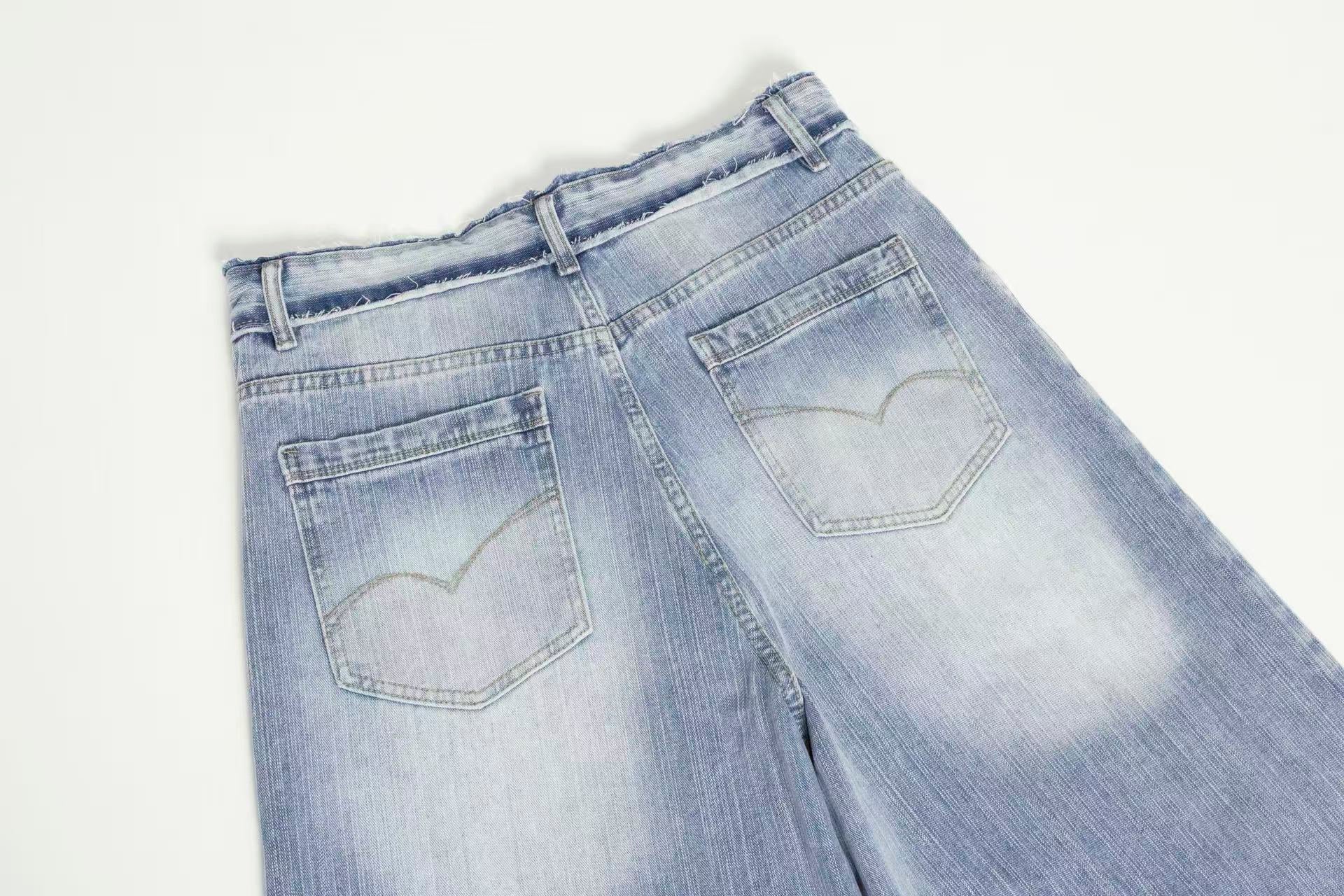 Street Style Washed Wide-Leg Jeans