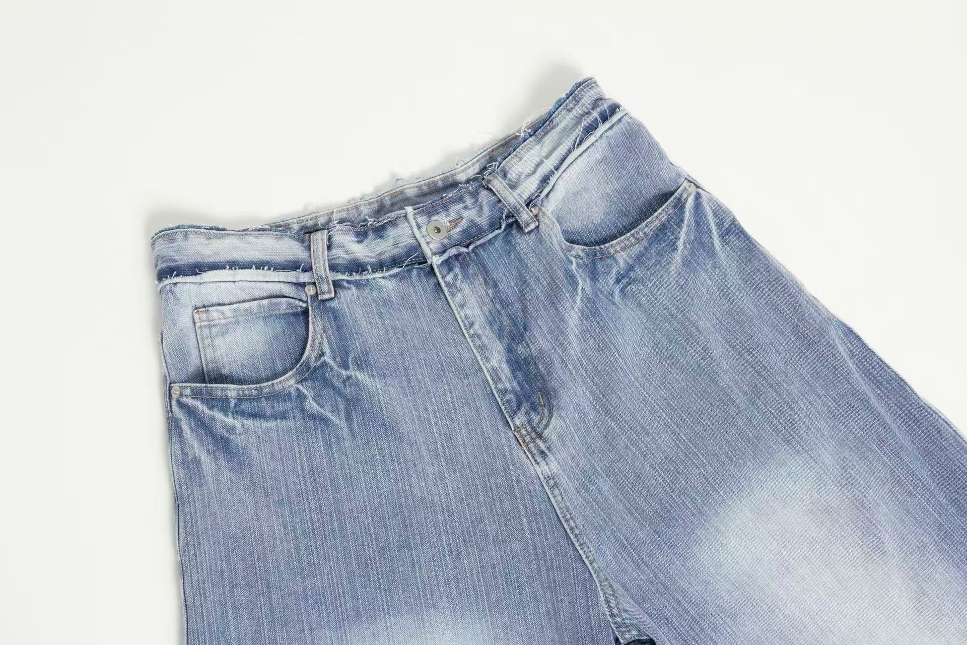 Street Style Washed Wide-Leg Jeans