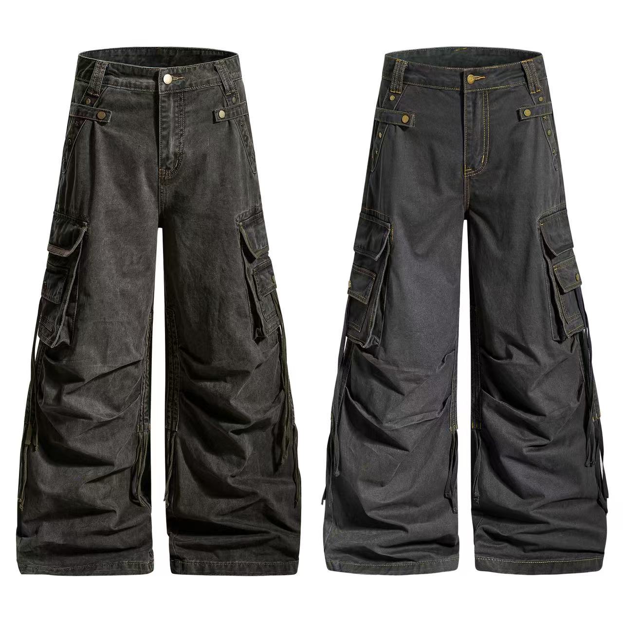 Vintage Techwear Wide-Leg Cargo Pants