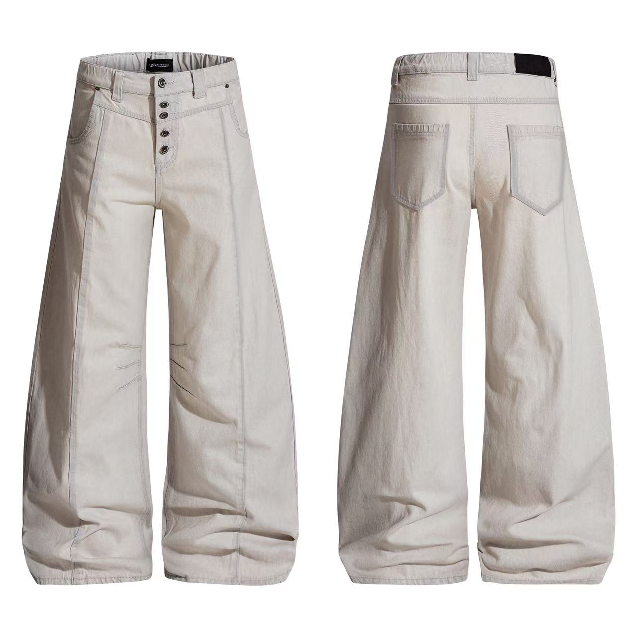 Vintage Multi-Button Wide-Leg Jeans