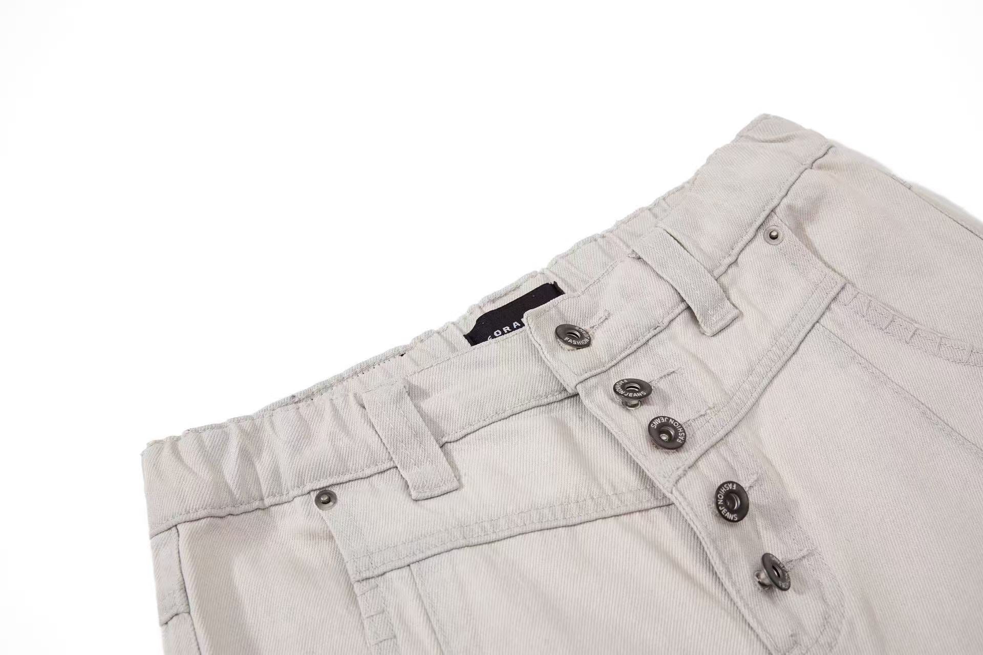 Vintage Multi-Button Wide-Leg Jeans