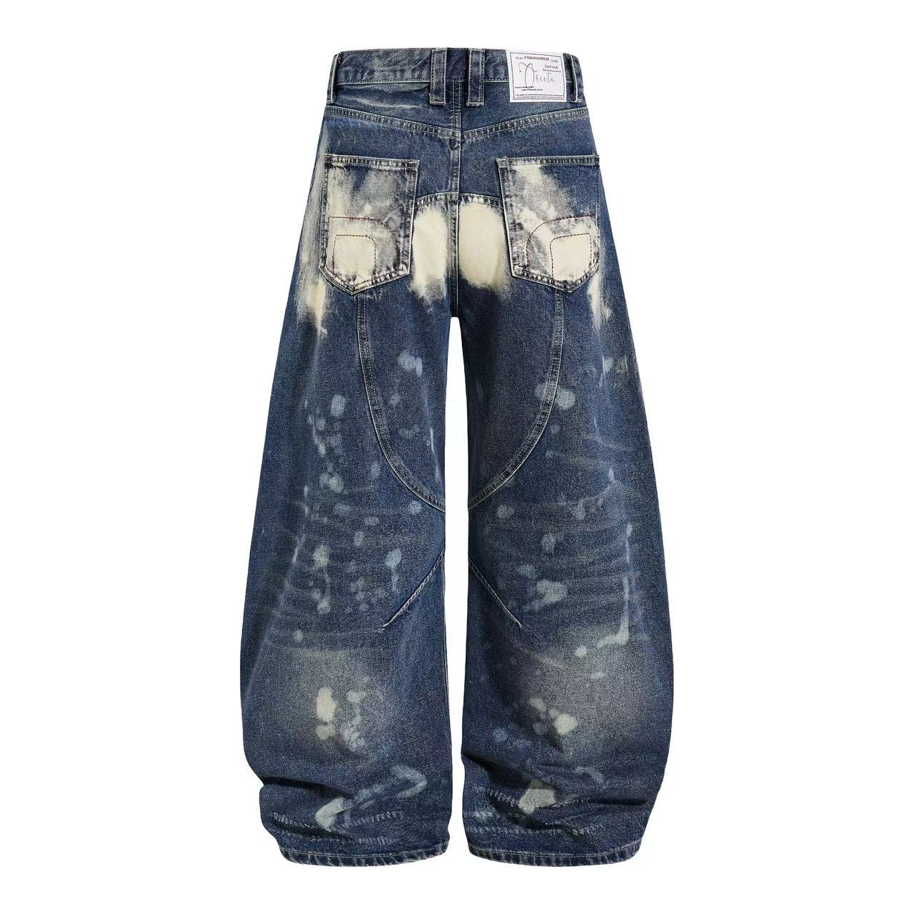 Metal Punk Distressed Wide-Leg Jeans