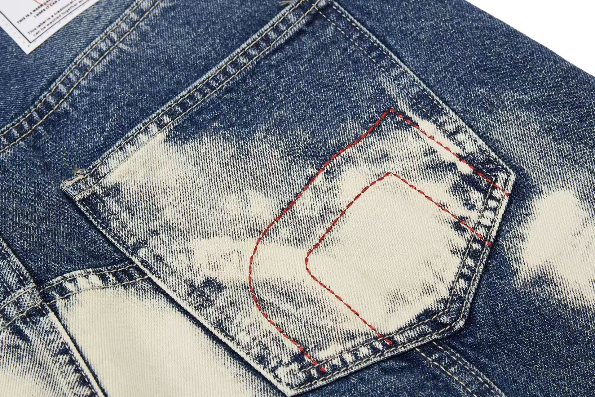 Metal Punk Distressed Wide-Leg Jeans