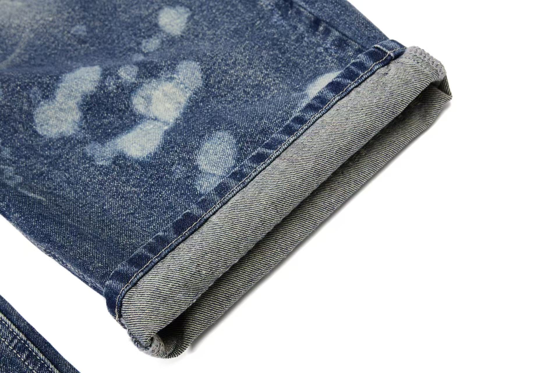 Metal Punk Distressed Wide-Leg Jeans