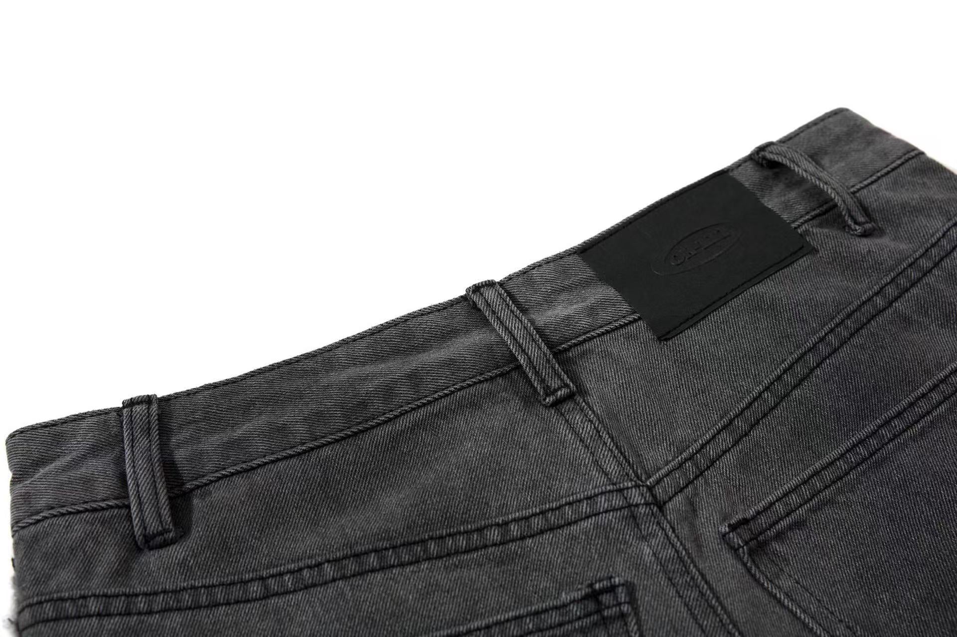 Distressed Stitch Wide-Leg Jeans