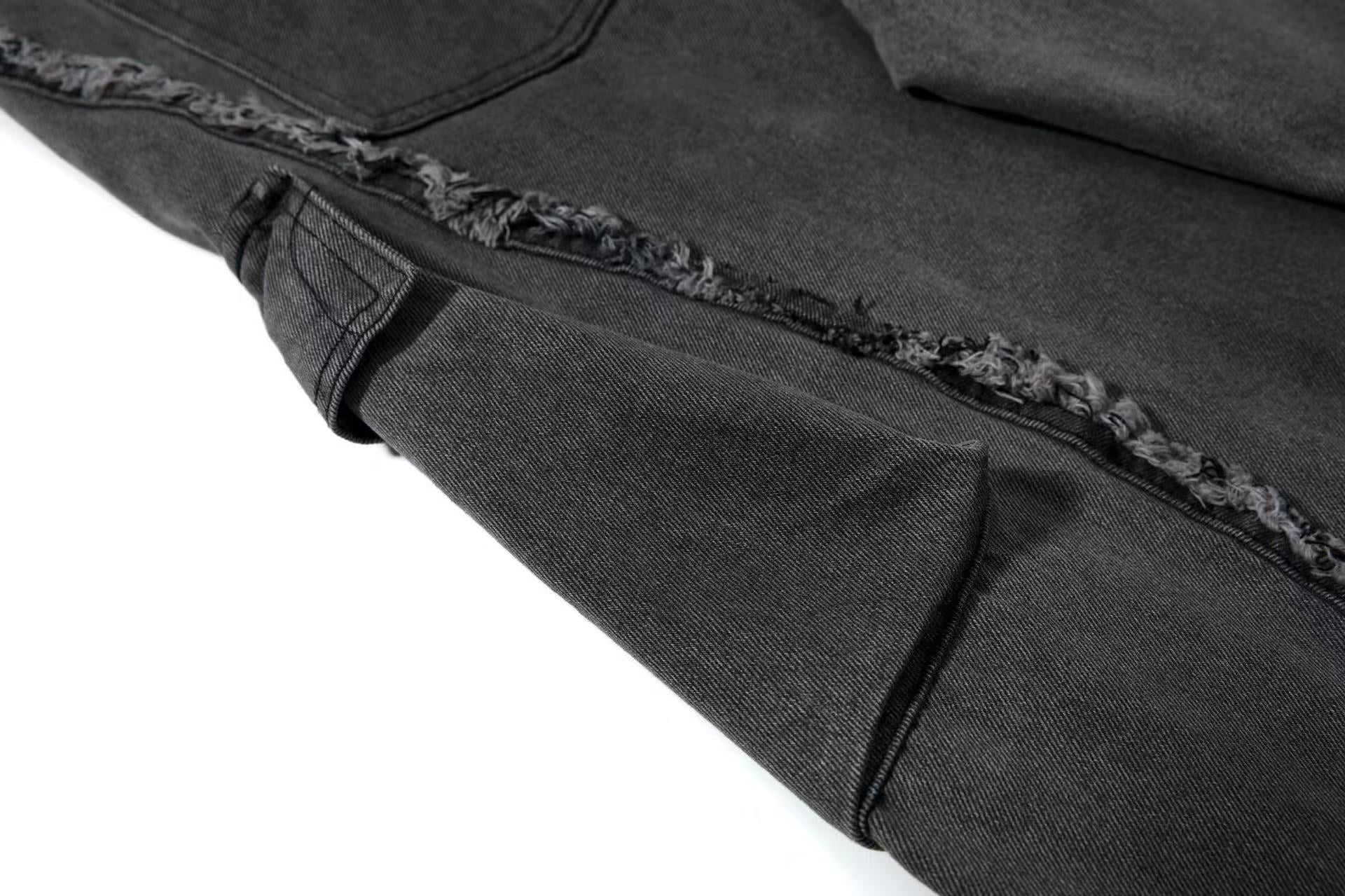 Distressed Stitch Wide-Leg Jeans