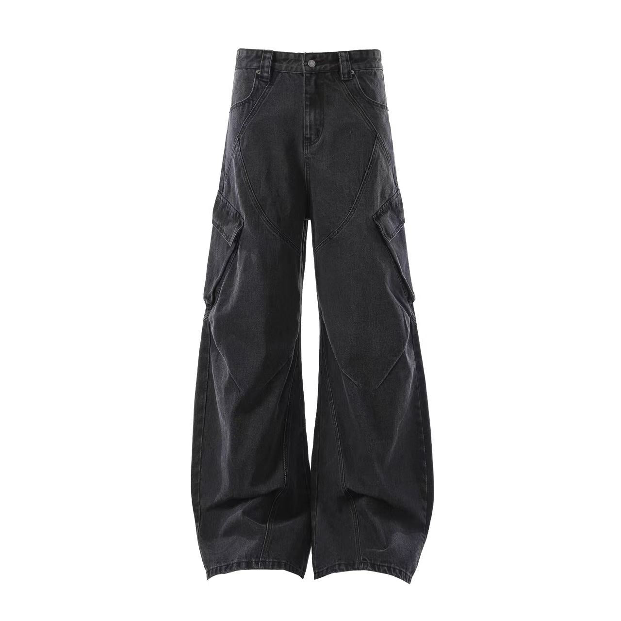 Distressed Wide-Leg Cargo Pants