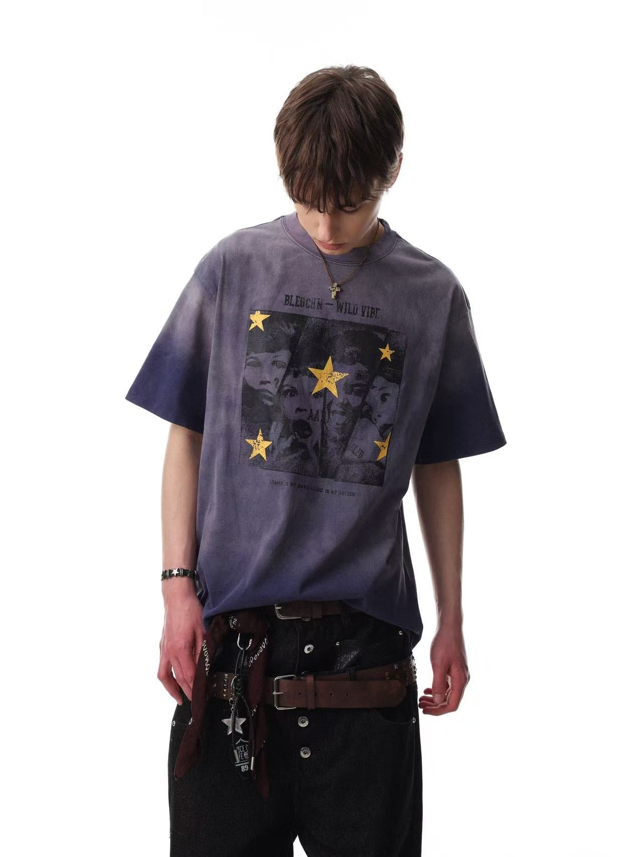 Streetwear Tie-dye Print Short Sleeve