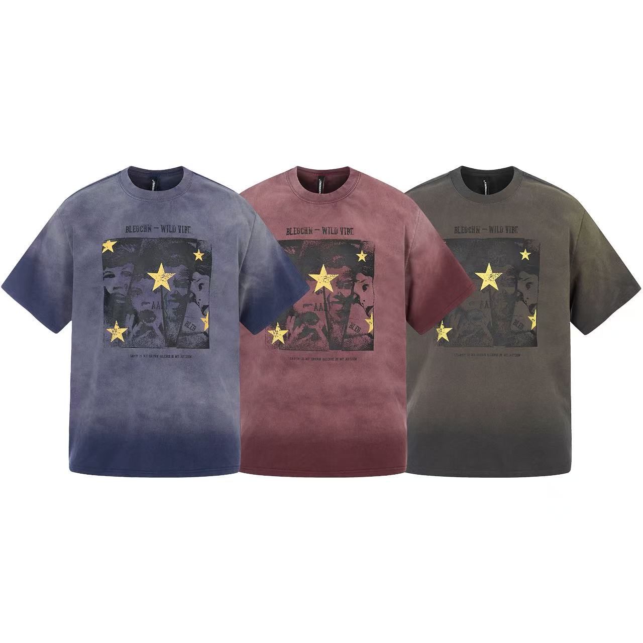 Streetwear Tie-dye Print Short Sleeve