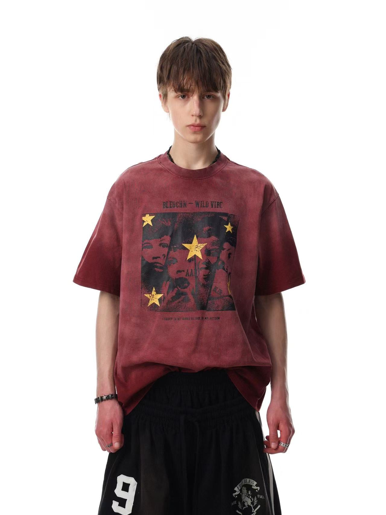 Streetwear Tie-dye Print Short Sleeve