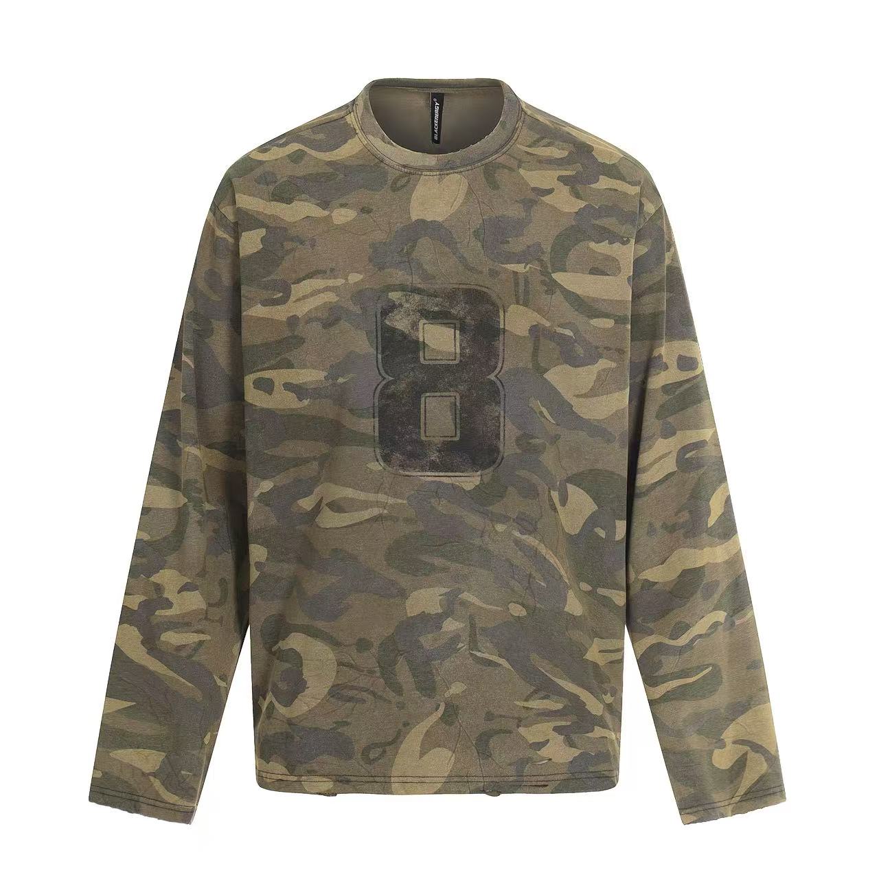 Streetwear Camo Number Print Long Sleeve