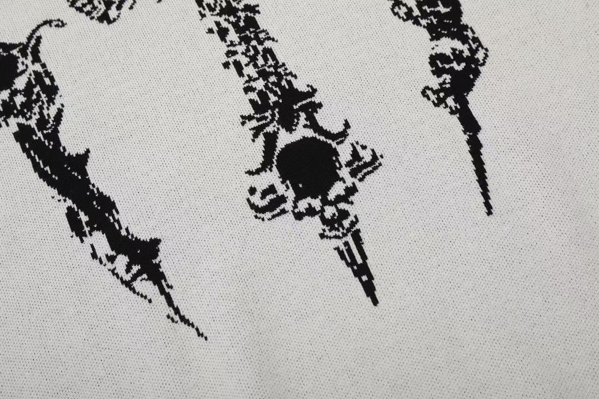Vintage Skull Cross Knit T-Shirt